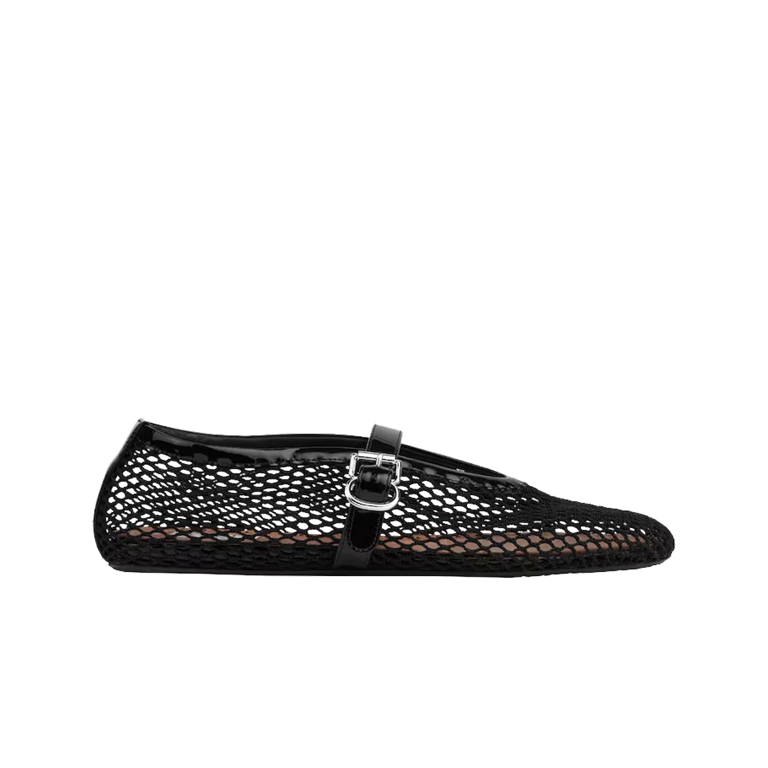 (W) 알라이아 발레 플랫 피쉬넷 블랙((W) Alaia Ballet Flats in Fishnet Black)
