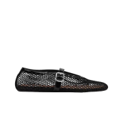 (W) Alaia Ballet Flats in Fishnet Black