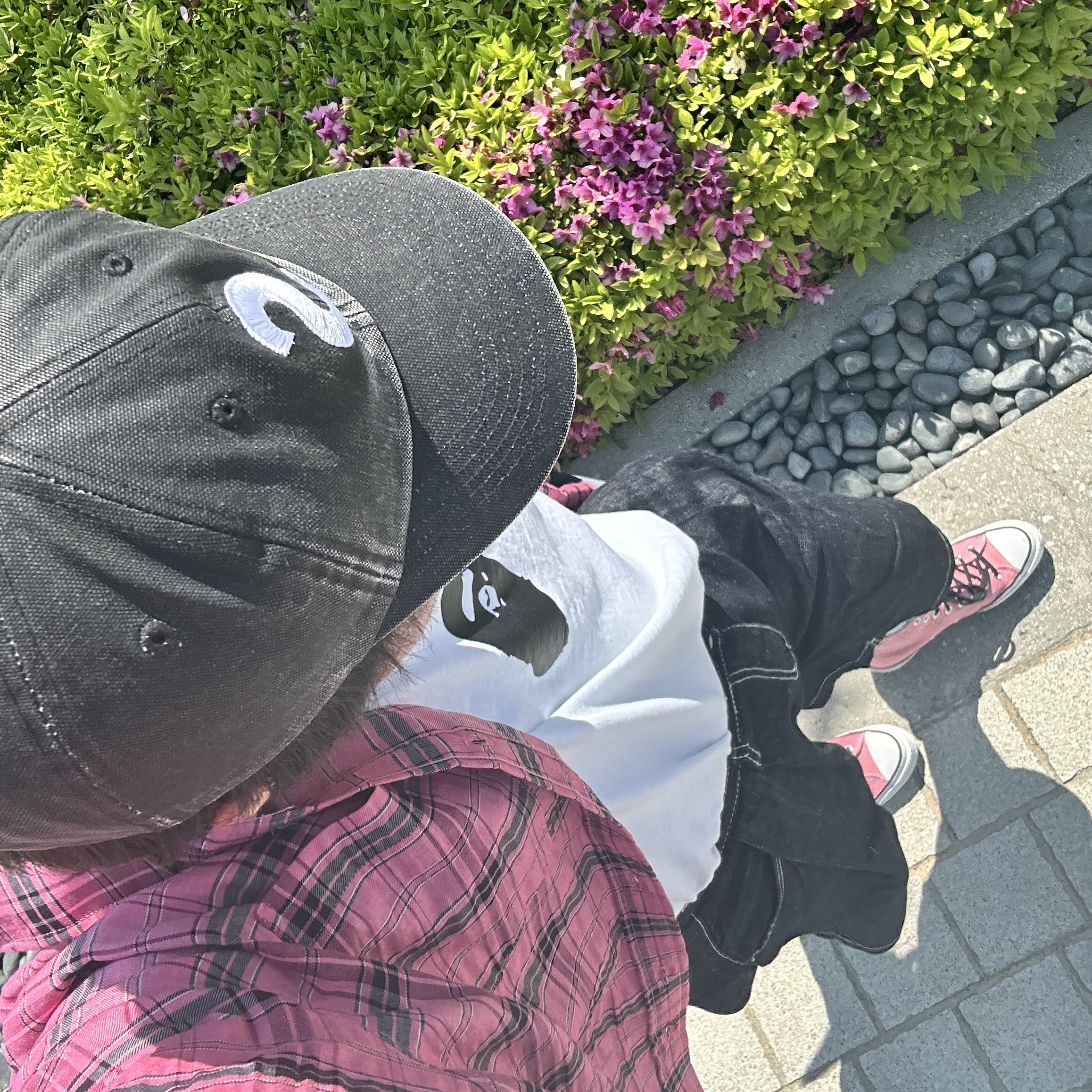 Converse x Stussy Chuck 70 High Plumeria, Supreme Pigment Canvas S Logo 6-Panel Black - 23SS 착용 스타일 - 4