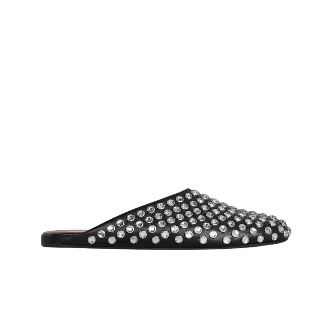 AA3M081CK116-999 (W) Alaia Flat Mules in Strass Lambskin Black