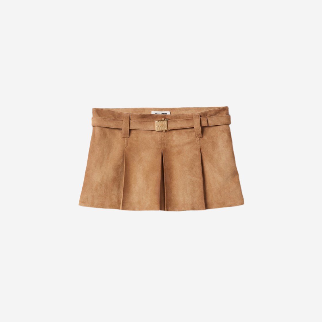 (W) Miu Miu Pleated Suede Skirt Maple Brown 상세 이미지 1