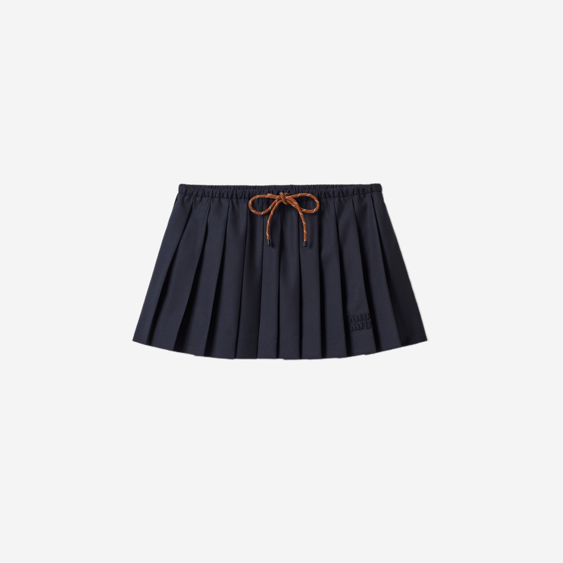 (W) Miu Miu Pleated Batavia Skirt Navy 상세 이미지 1