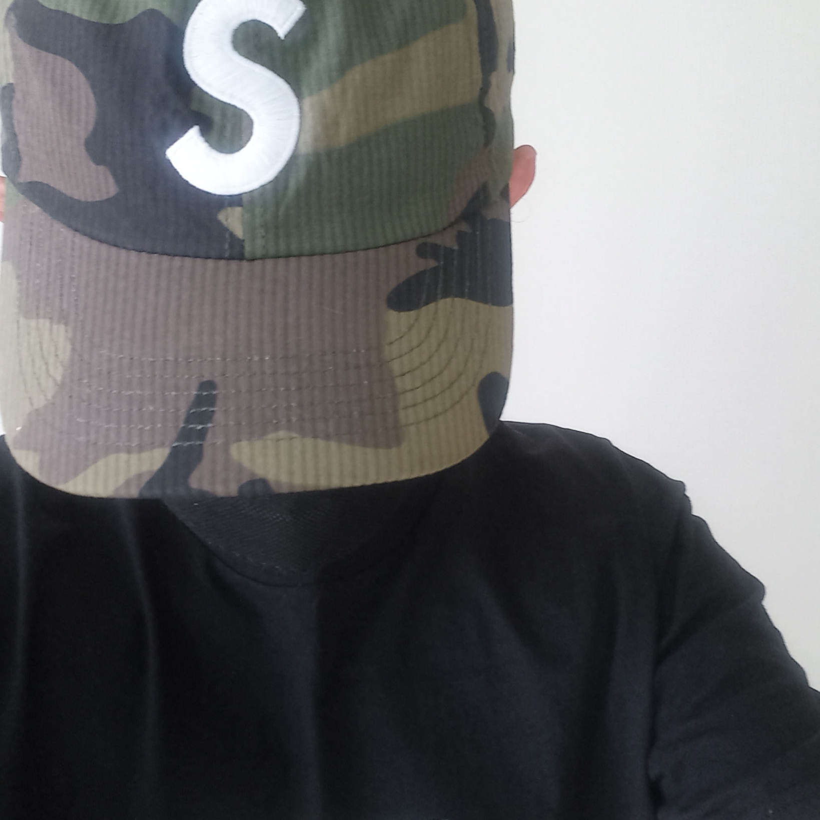 Supreme Seersucker S Logo 6-Panel Woodland Camo - 24SS, Supreme Box Logo T-Shirt Black - 23FW 착용 스타일 - 3