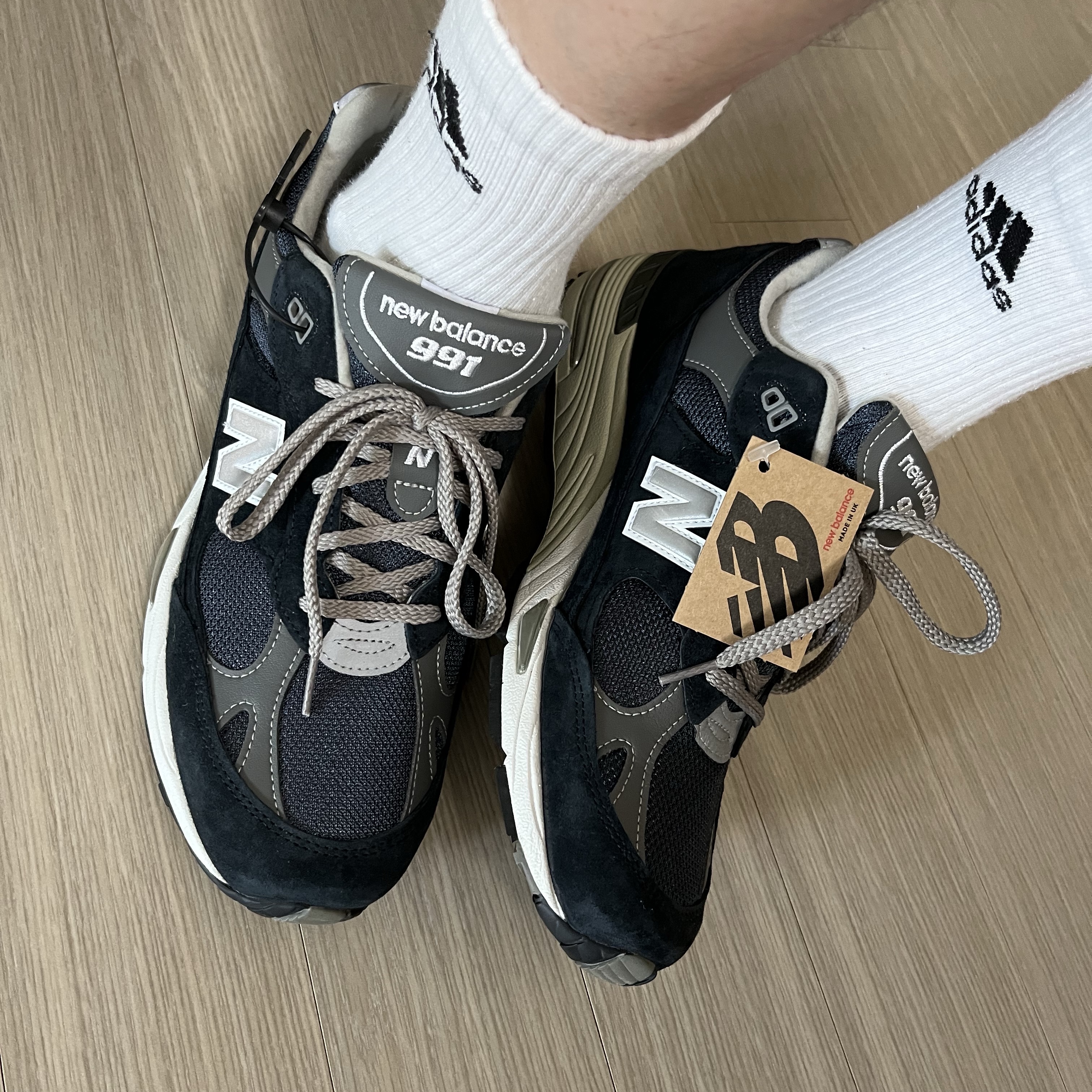 New Balance 991 Made in UK Navy 착용 스타일 - 1