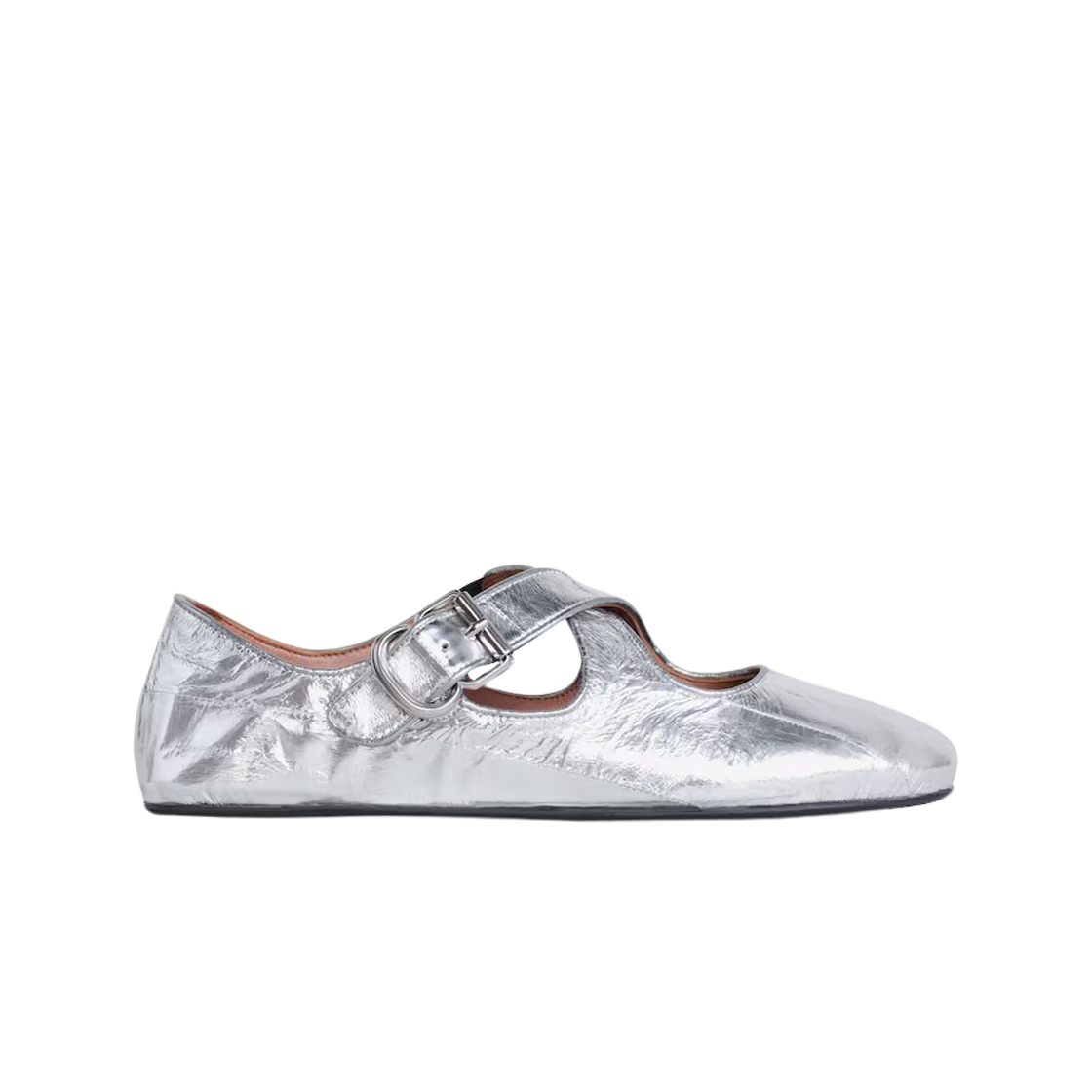 AA3A046CK230-210 (W) Alaia Criss Cross Ballet Flats Silver