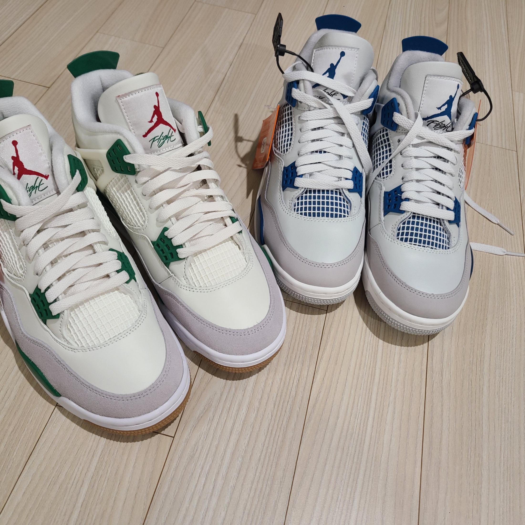Jordan 4 Retro Industrial Blue, Jordan 4 x Nike SB Retro SP Pine Green 착용 스타일