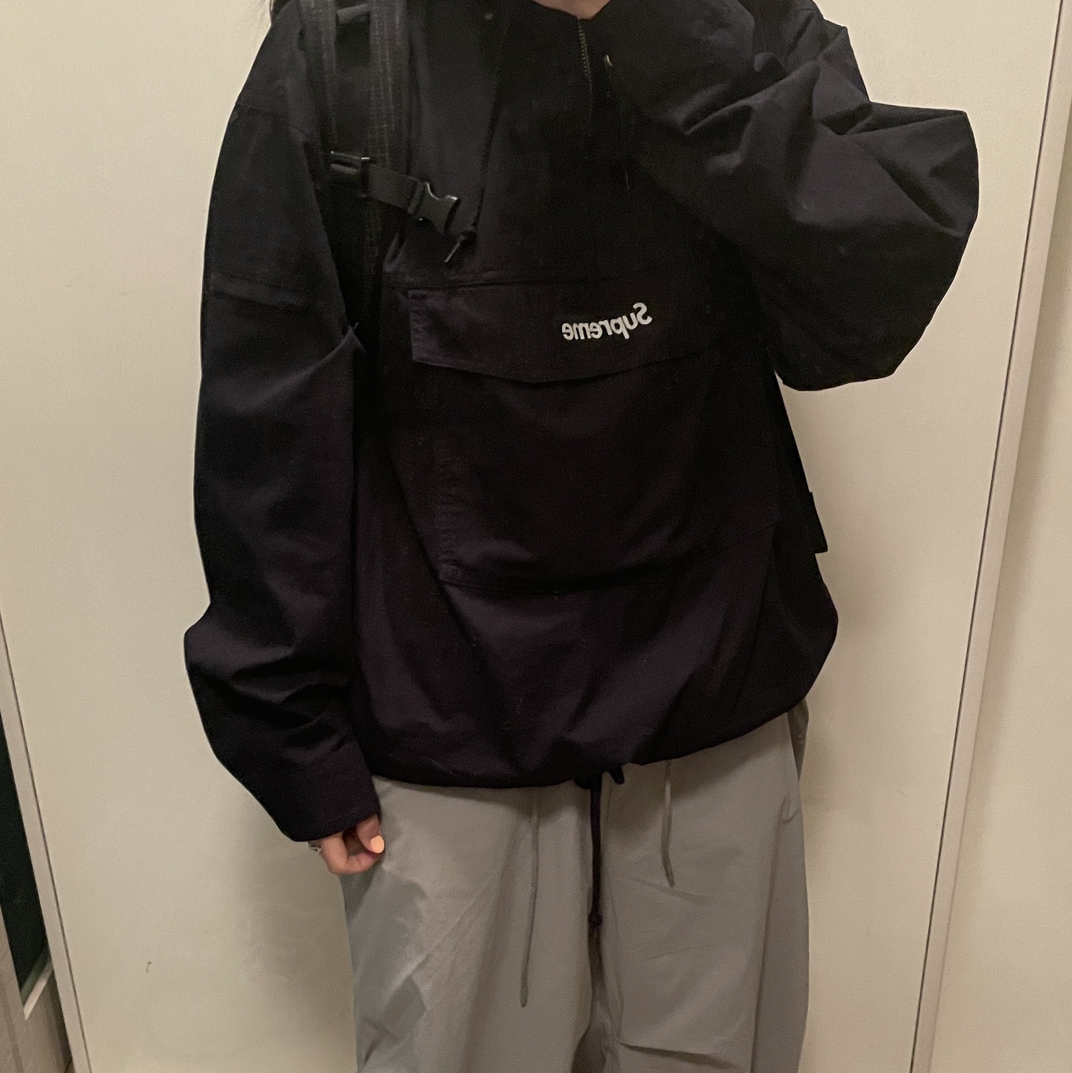 Supreme Cotton Utility Anorak Black - 24SS, Supreme Backpack Black - 24SS 착용 스타일 - 2
