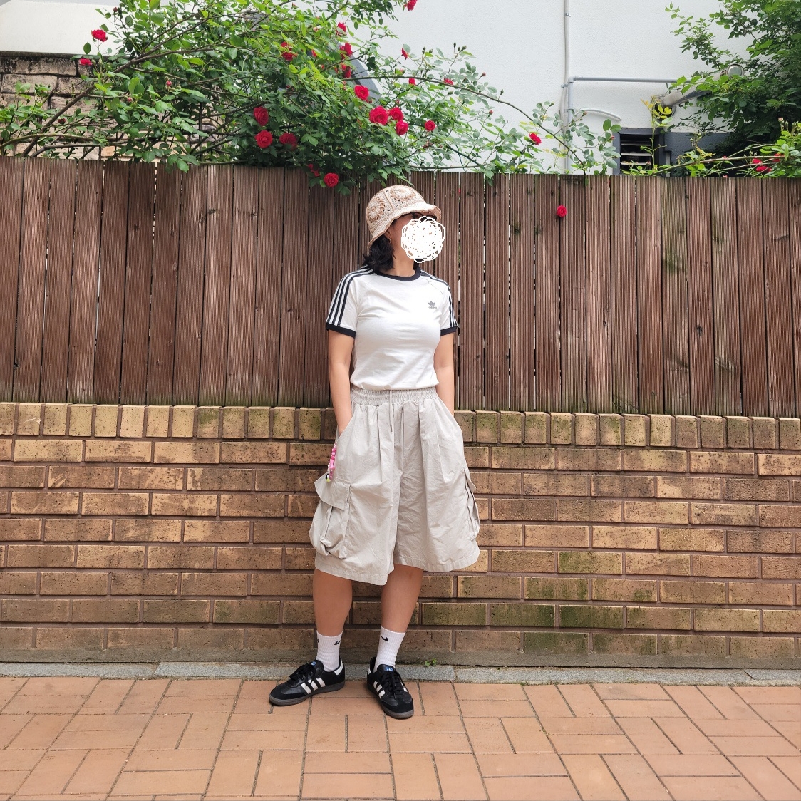 (W) Adidas 3-Stripes Slim Raglan T-Shirt White Melange - KR Sizing 착용 스타일
