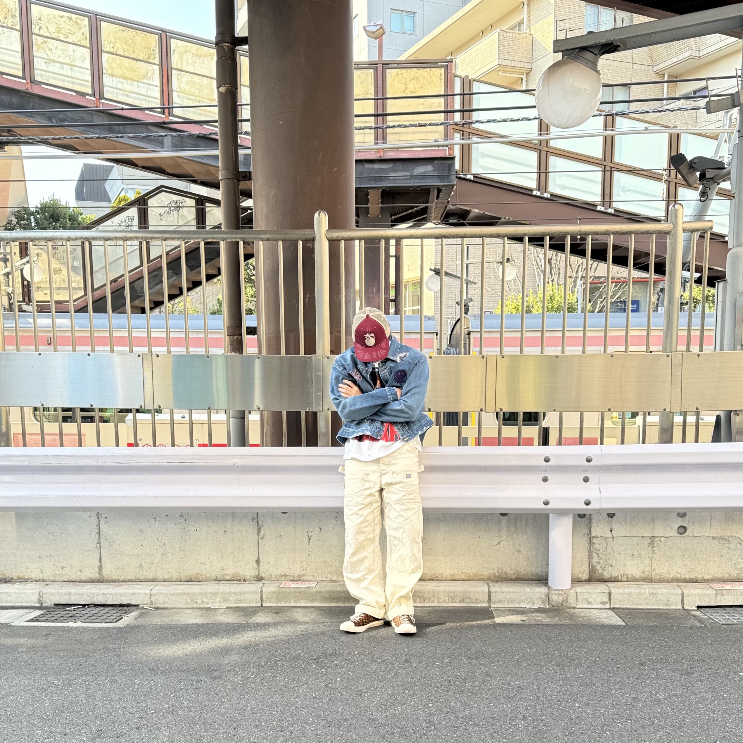 Needles Assorted Patch Denim Jacket Indigo, Kapital Thin Canvas Lumbar Pants Kinari 착용 스타일 - 3