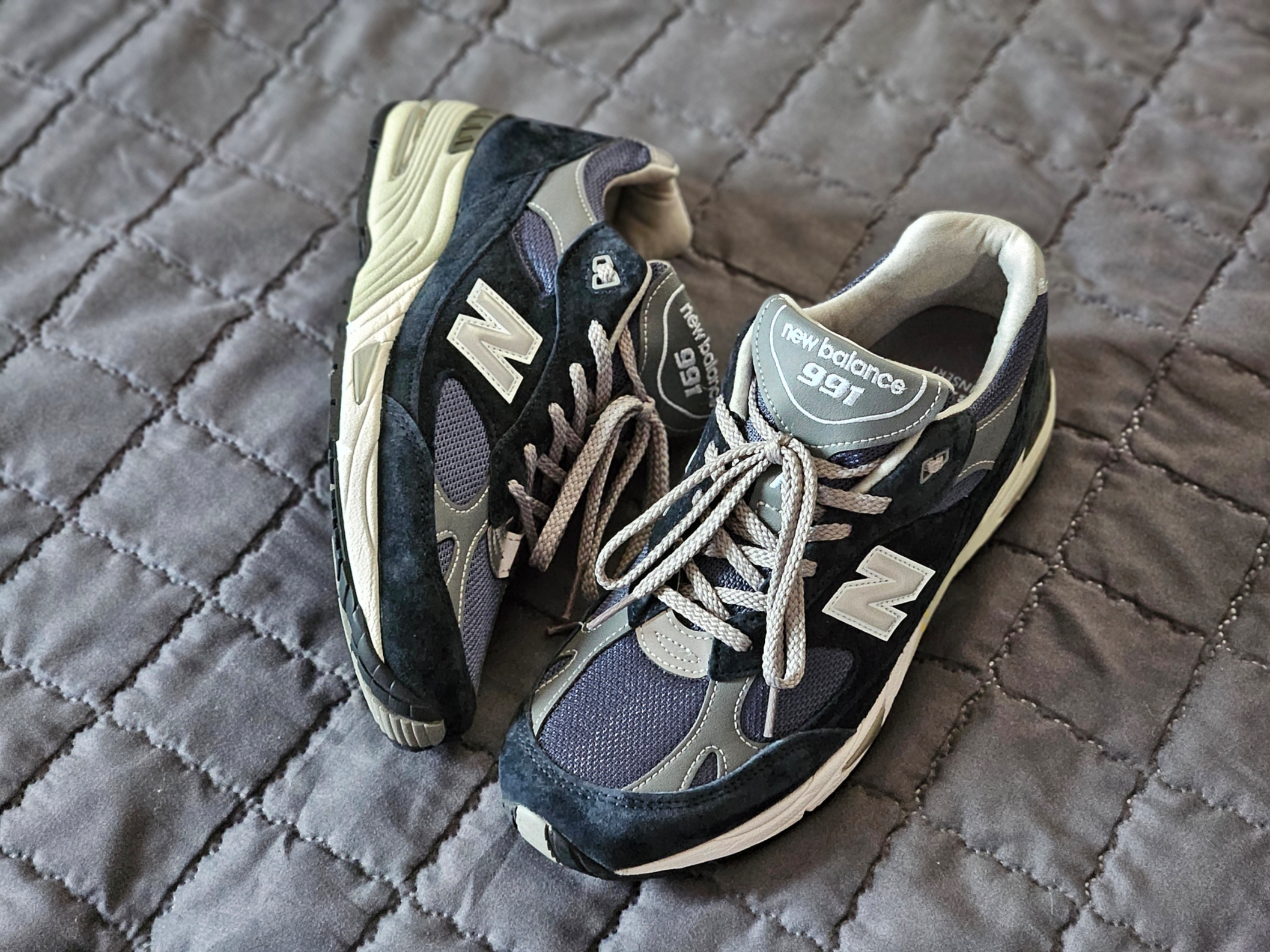 New Balance 991 Made in UK Navy 착용 스타일 - 1