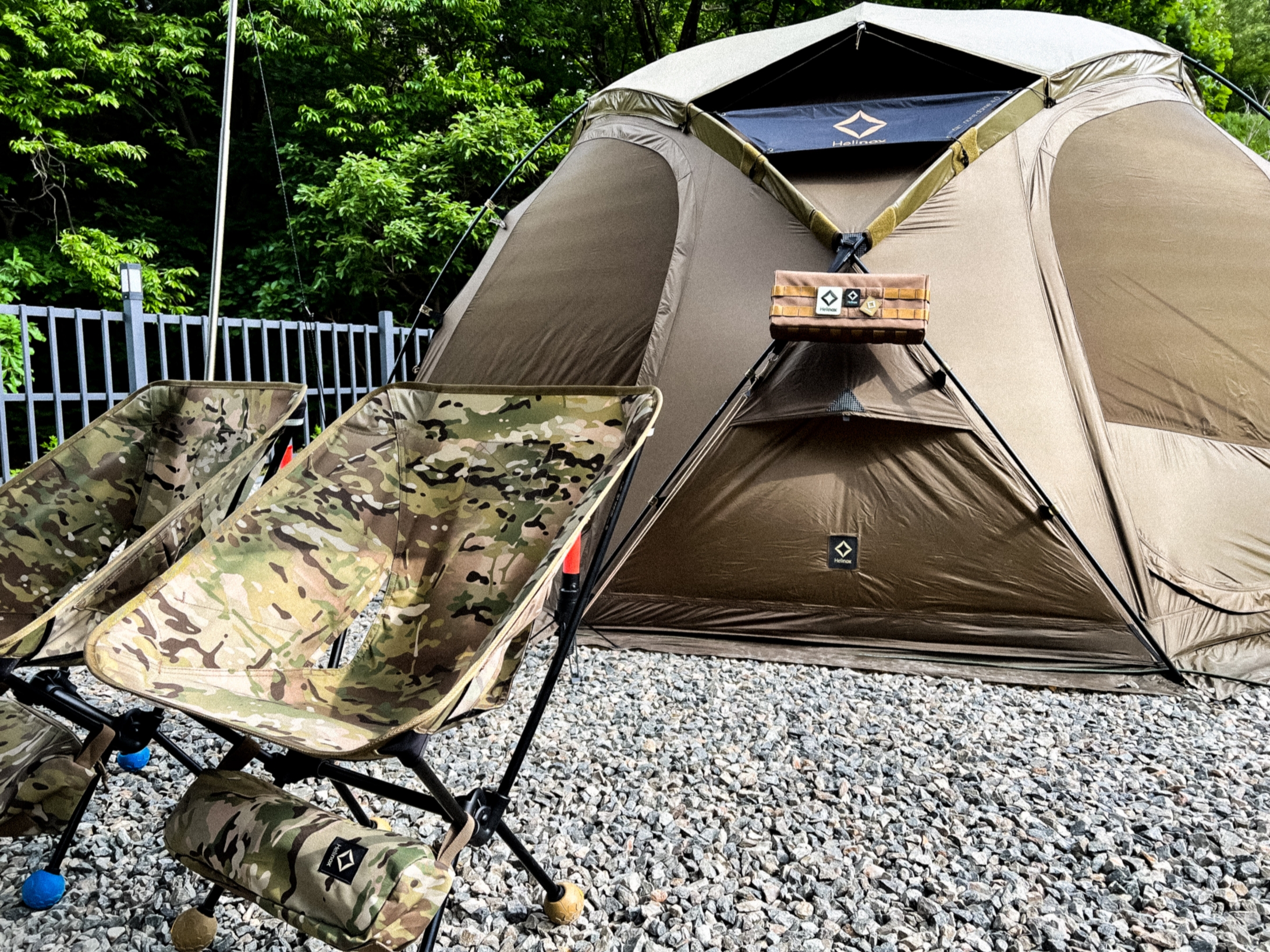 Helinox Tactical Chair L Multicam, Helinox Vibram Ball Feet 45mm Ocean Blue 착용 스타일