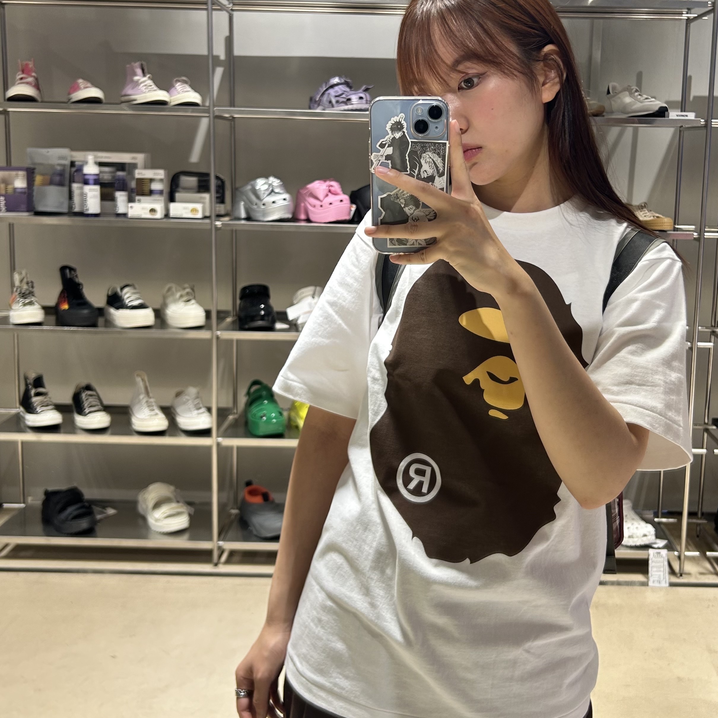 BAPE Big Ape Head T-Shirt White 착용 스타일 - 1
