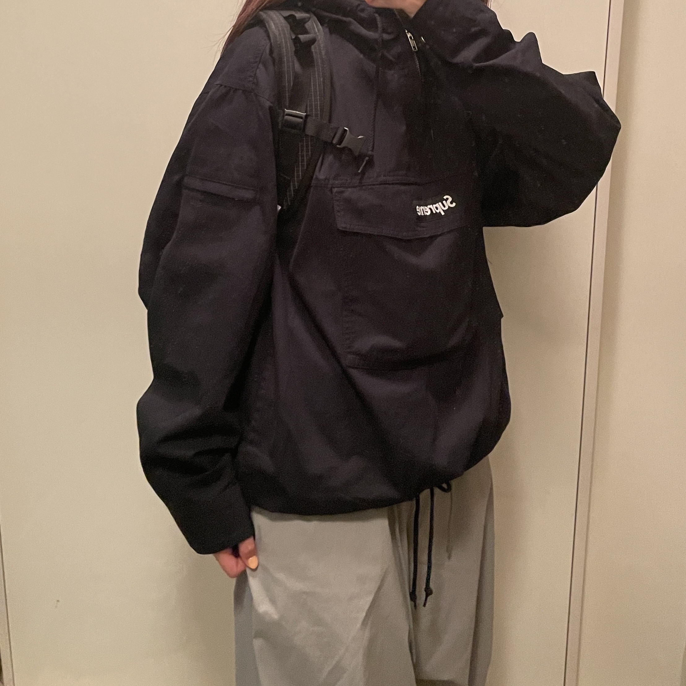 Supreme Cotton Utility Anorak Black - 24SS, Supreme Backpack Black - 24SS 착용 스타일 - 1