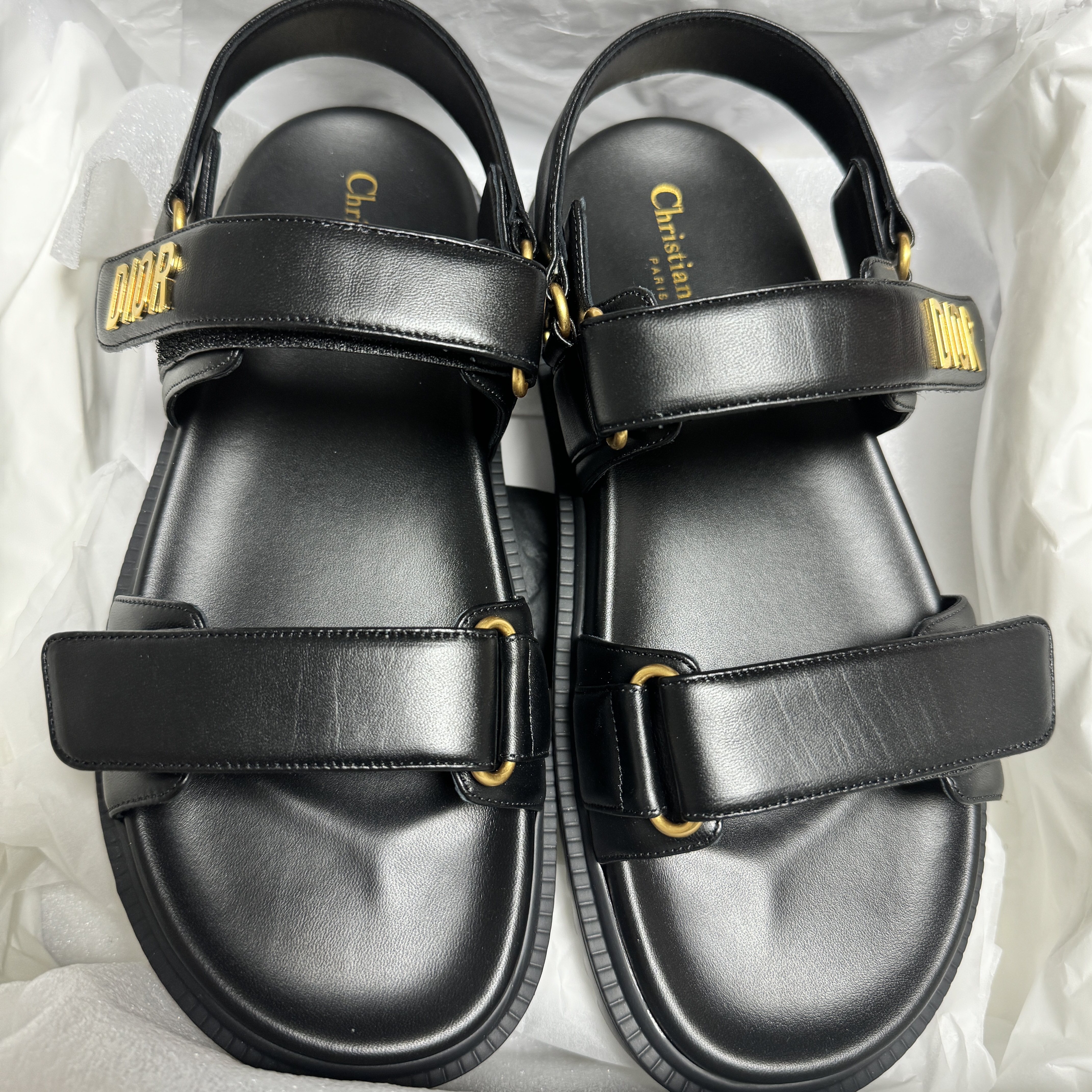 (W) Dior DiorAct Lambskin Sandal Black 착용 스타일