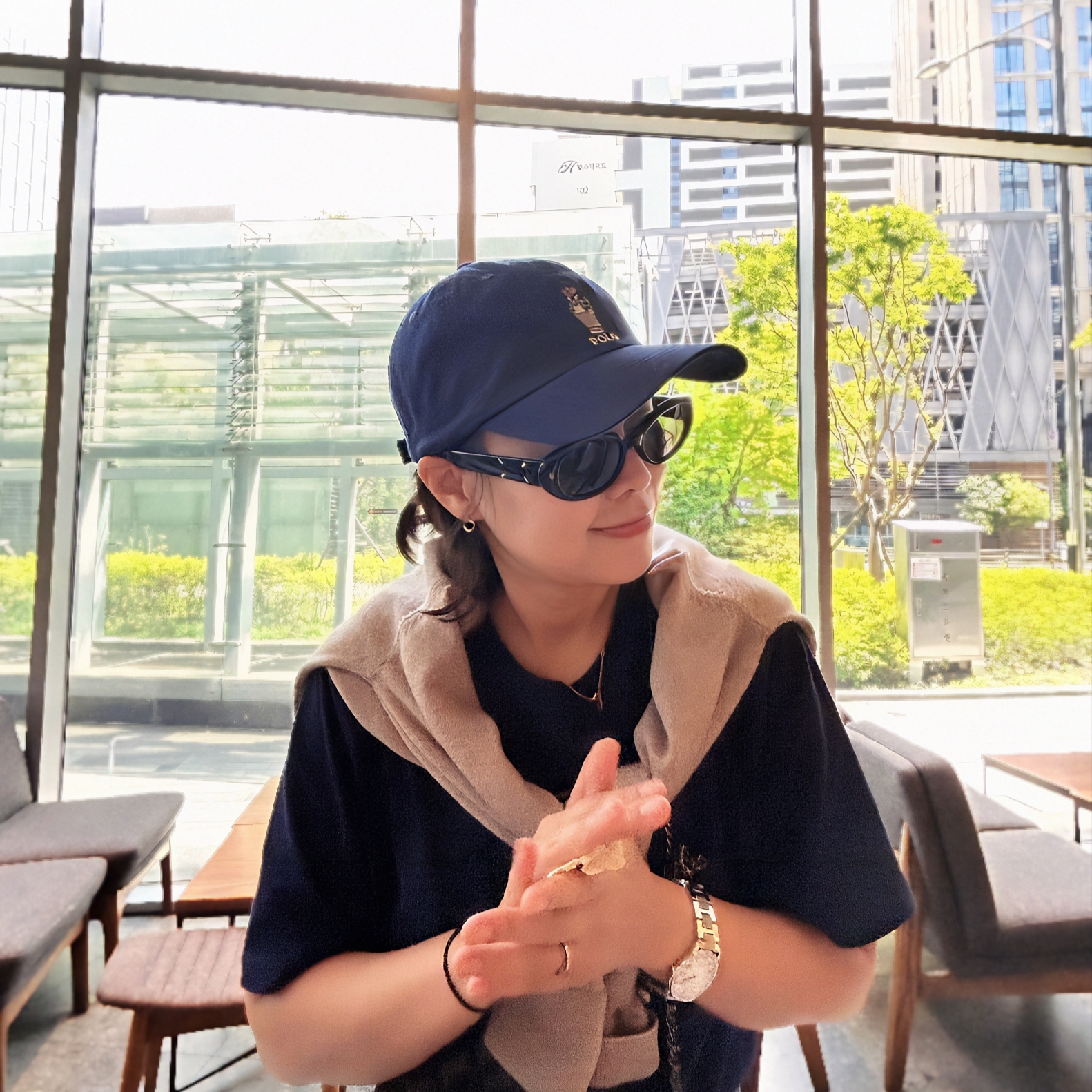 Gentle Monster x Maison Margiela MM107 Black Black, Polo Ralph Lauren Polo Bear Chino Ball Cap Blue 착용 스타일 - 1