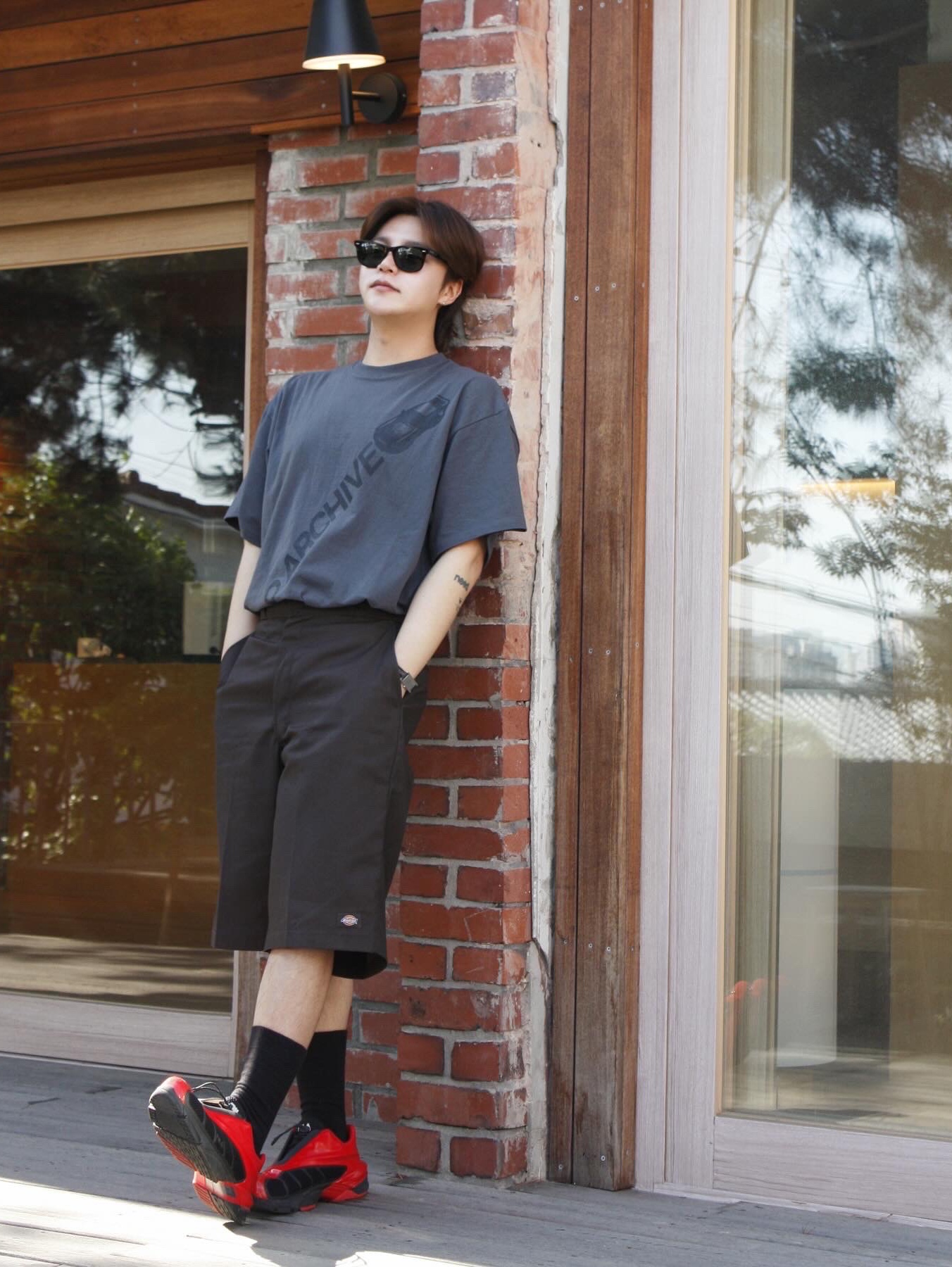 Fila Replica 2002 Black Red 착용 스타일 - 1