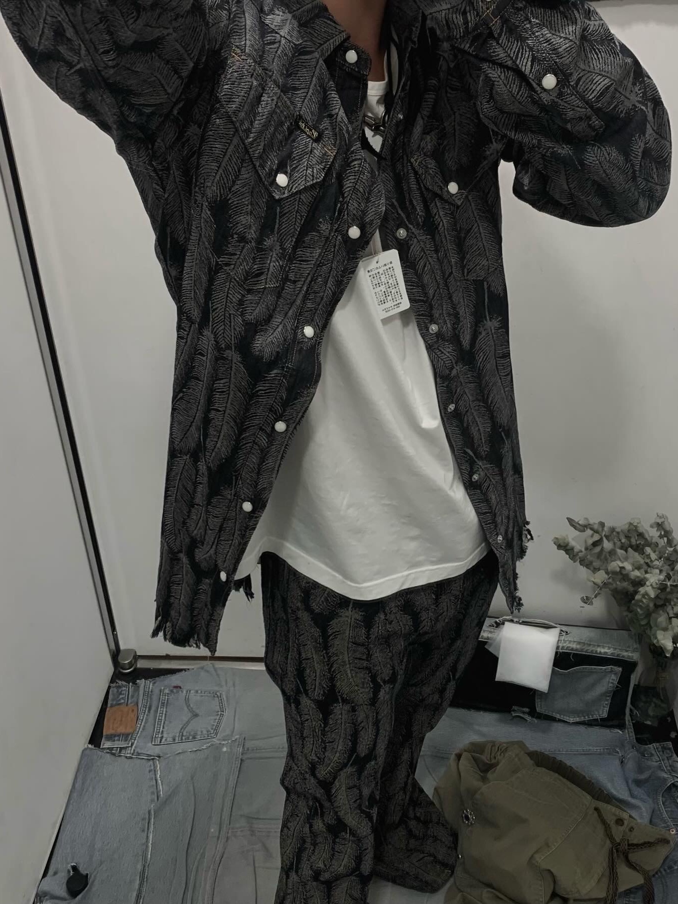 Kapital 12 oz. Feather Denim 3rd Jacket Indigo, Kapital 12 oz. Magpie Denim 5P Okabellbo Dark Indigo 착용 스타일