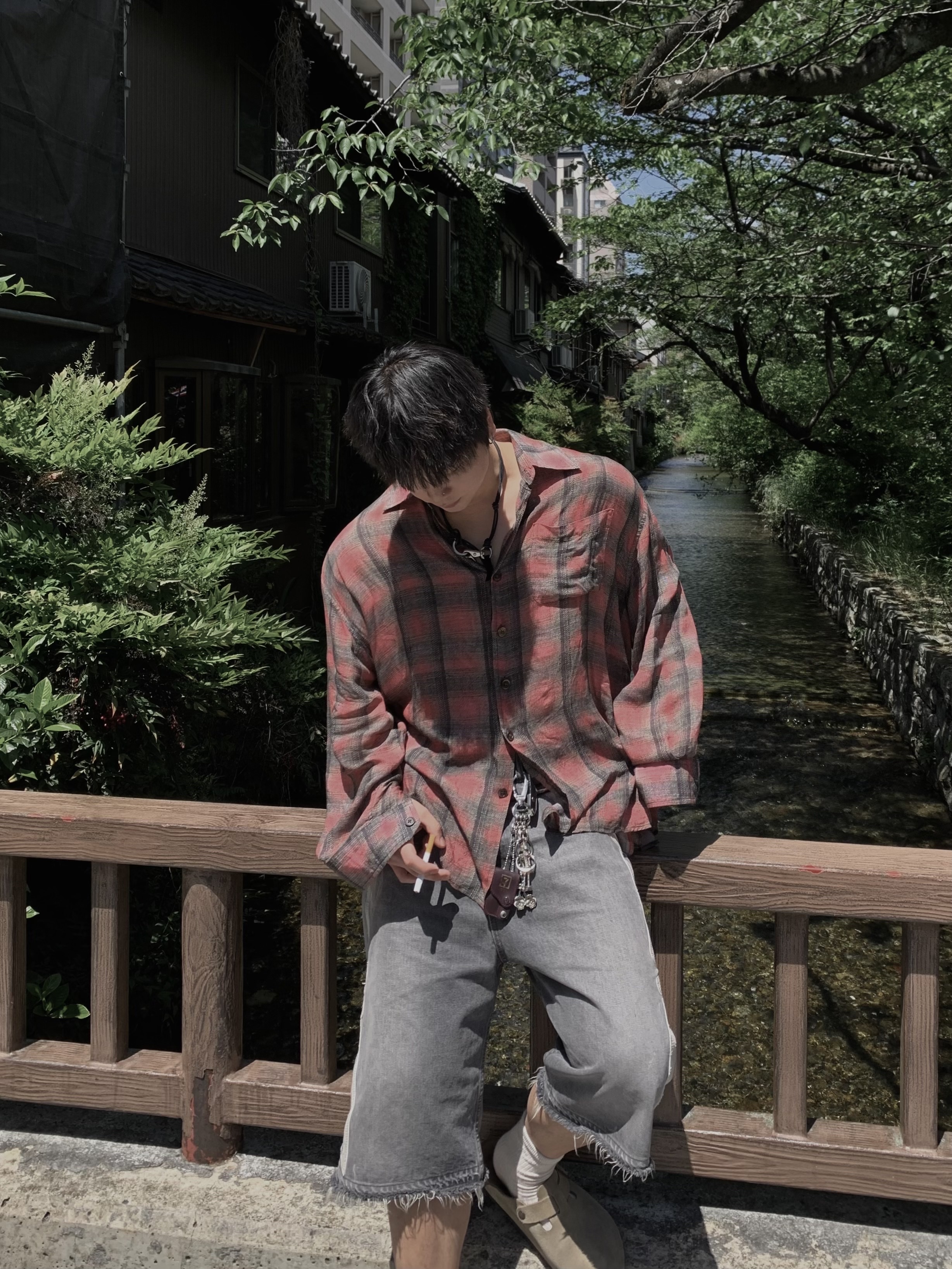 Our Legacy Borrowed Shirt Big Lumbercheck Print, Birkenstock Boston Soft Footbed Taupe - Regular 착용 스타일