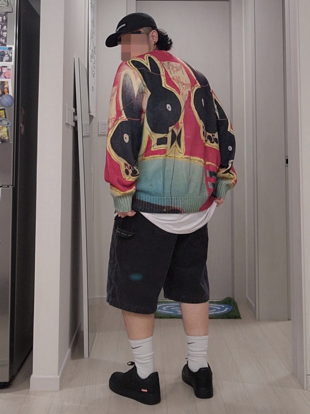 Supreme Yo Baby Sweater Multicolor - 24SS, Supreme Washed Corduroy Double Knee Painter Short Black - 24SS 착용 스타일 - 2