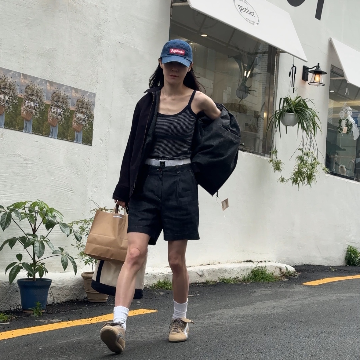 Supreme Washed Chino Twill Camp Cap Denim - 22FW, Puma x Open Yy Speedcat Prairie Tan Matte Silver 착용 스타일 - 1