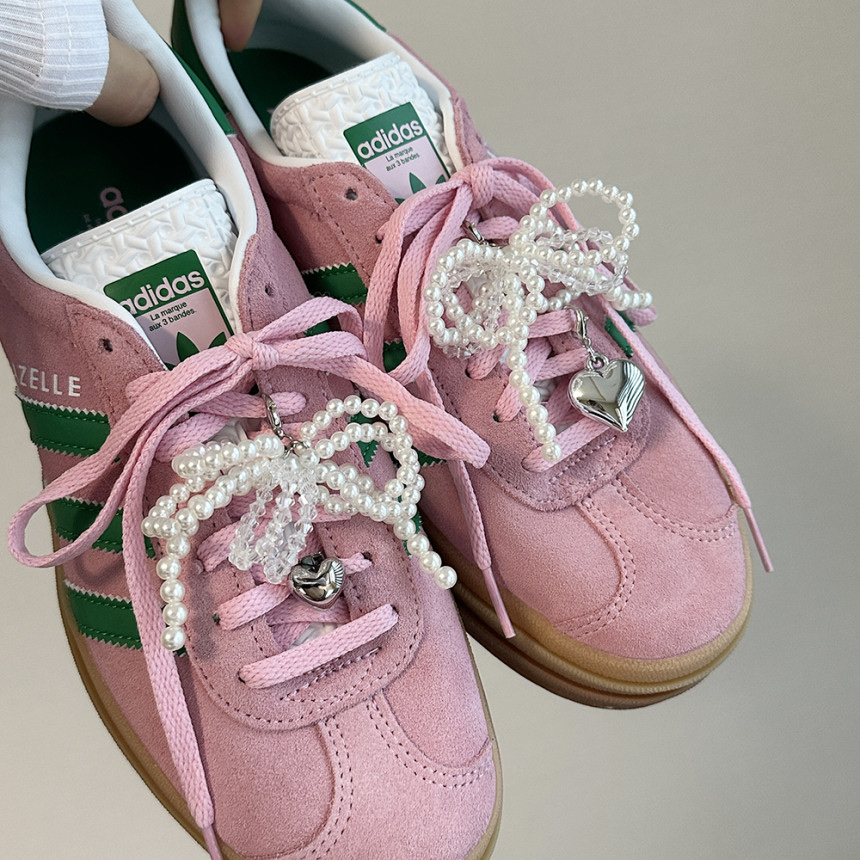 (W) Adidas Gazelle Bold True Pink Green 착용 스타일 - 4