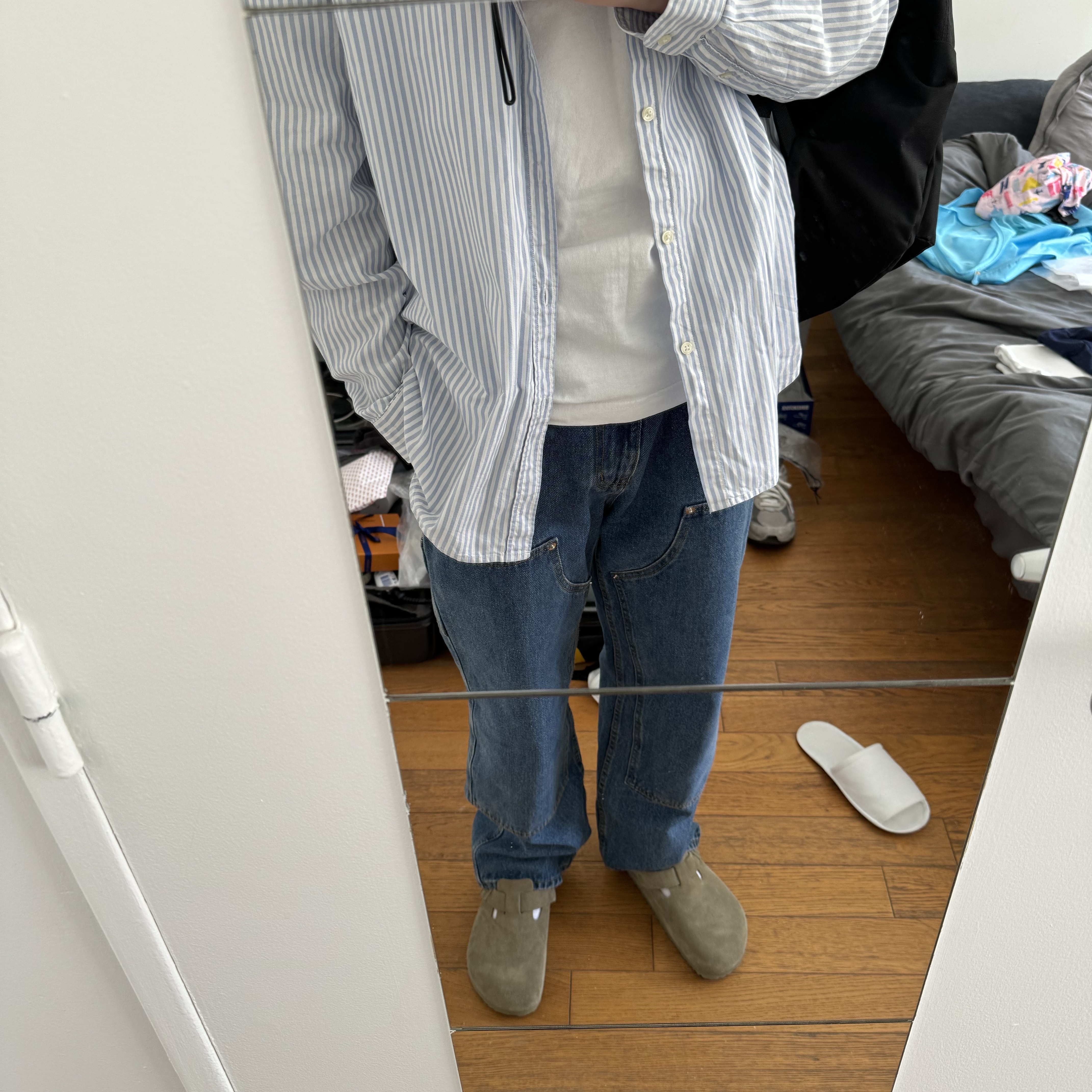Birkenstock Boston Vegan Khaki - Regular 착용 스타일
