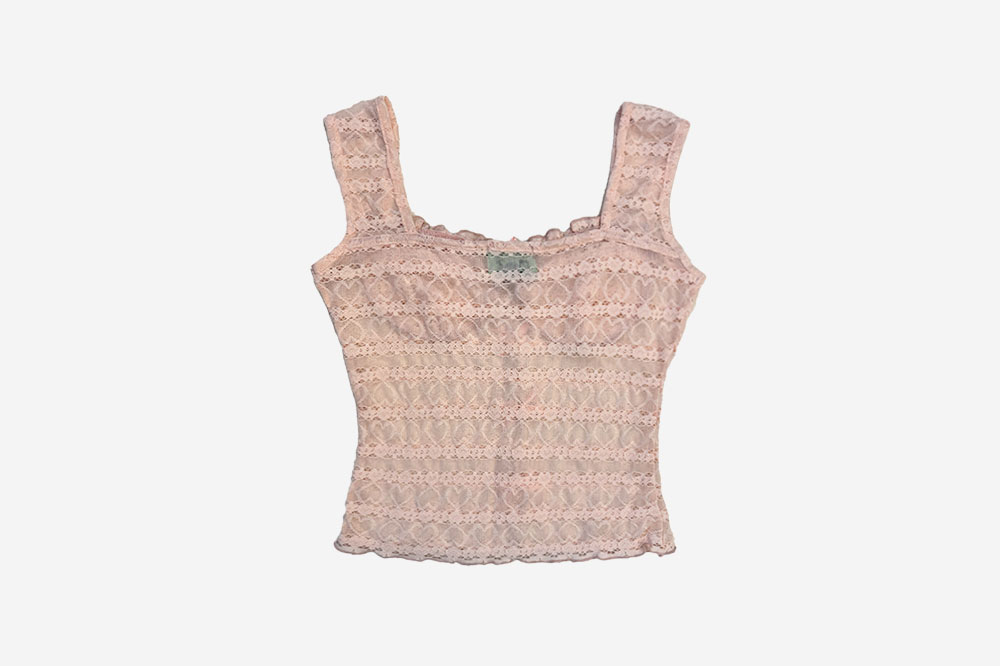 [KREAM 단독] Pleasenofollow Ruby Ribbon Frill Lace Top Pink 상세 이미지 1