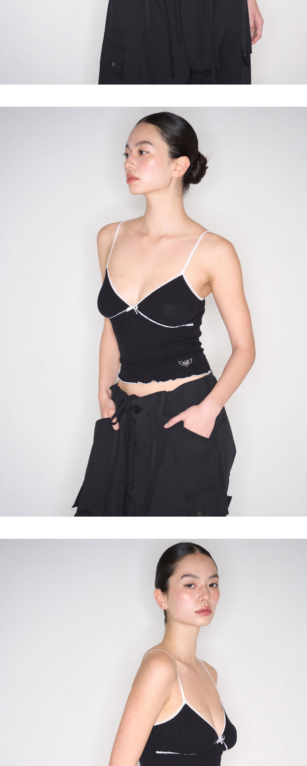 Pleasenofollow Daniel Ribbon Sleeveless Top Black 상세 이미지 3