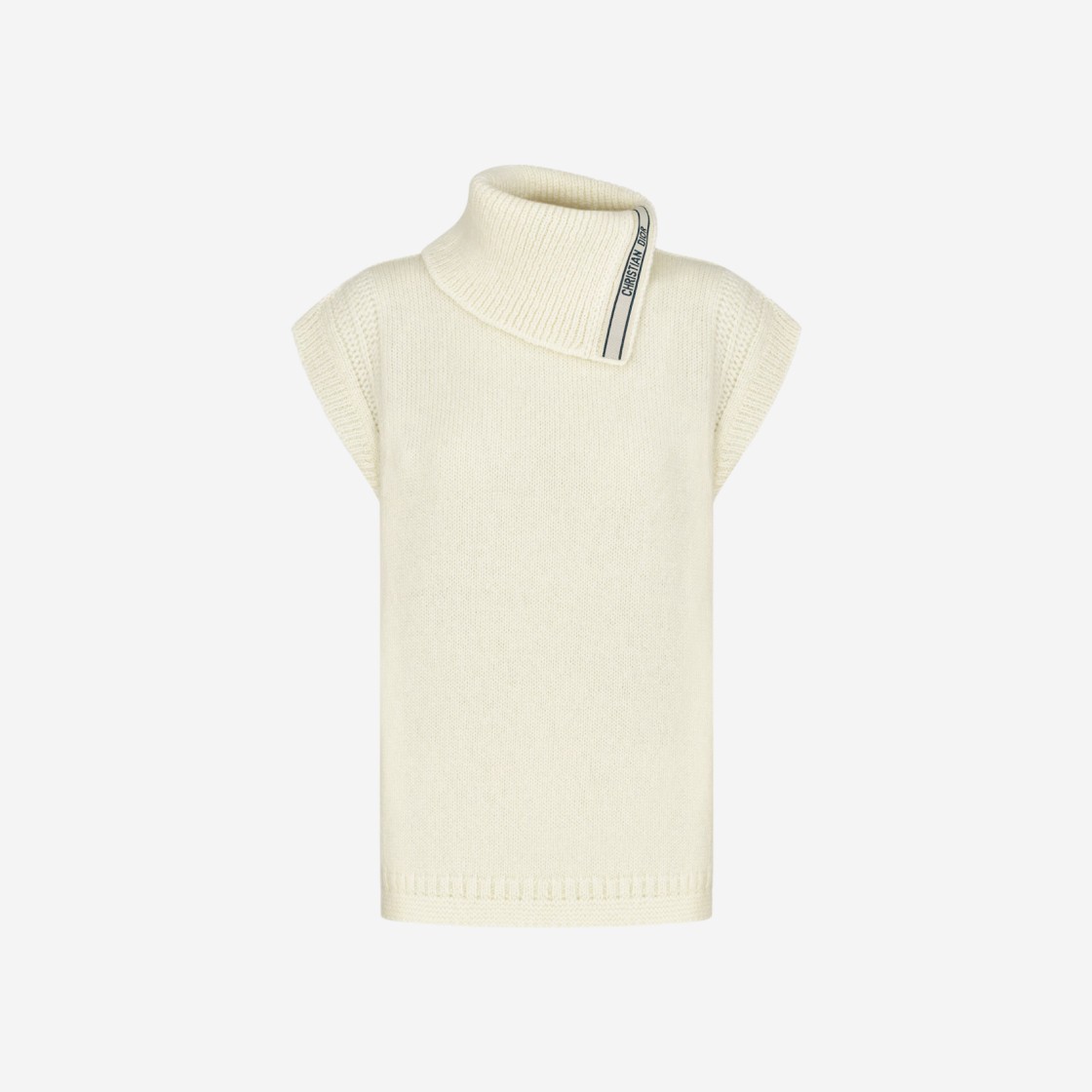 (W) Dior Stand Collar Sleeveless Sweater Wool Blend Ecru 상세 이미지 1