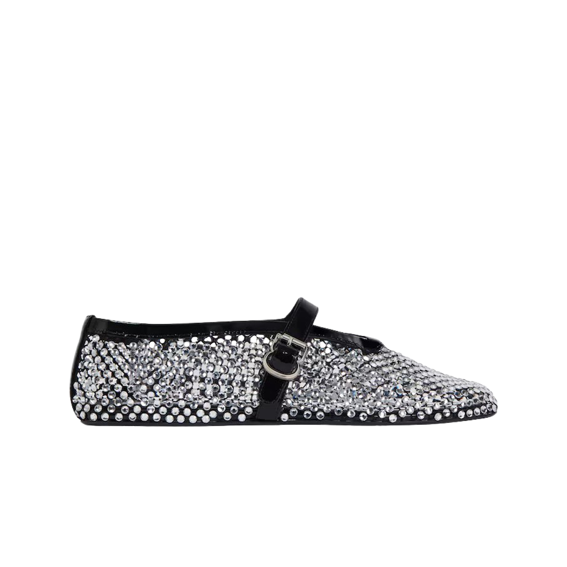 AA3A040TK027-999 (W) Alaia Ballet Flats in Fishnet and Strass Black