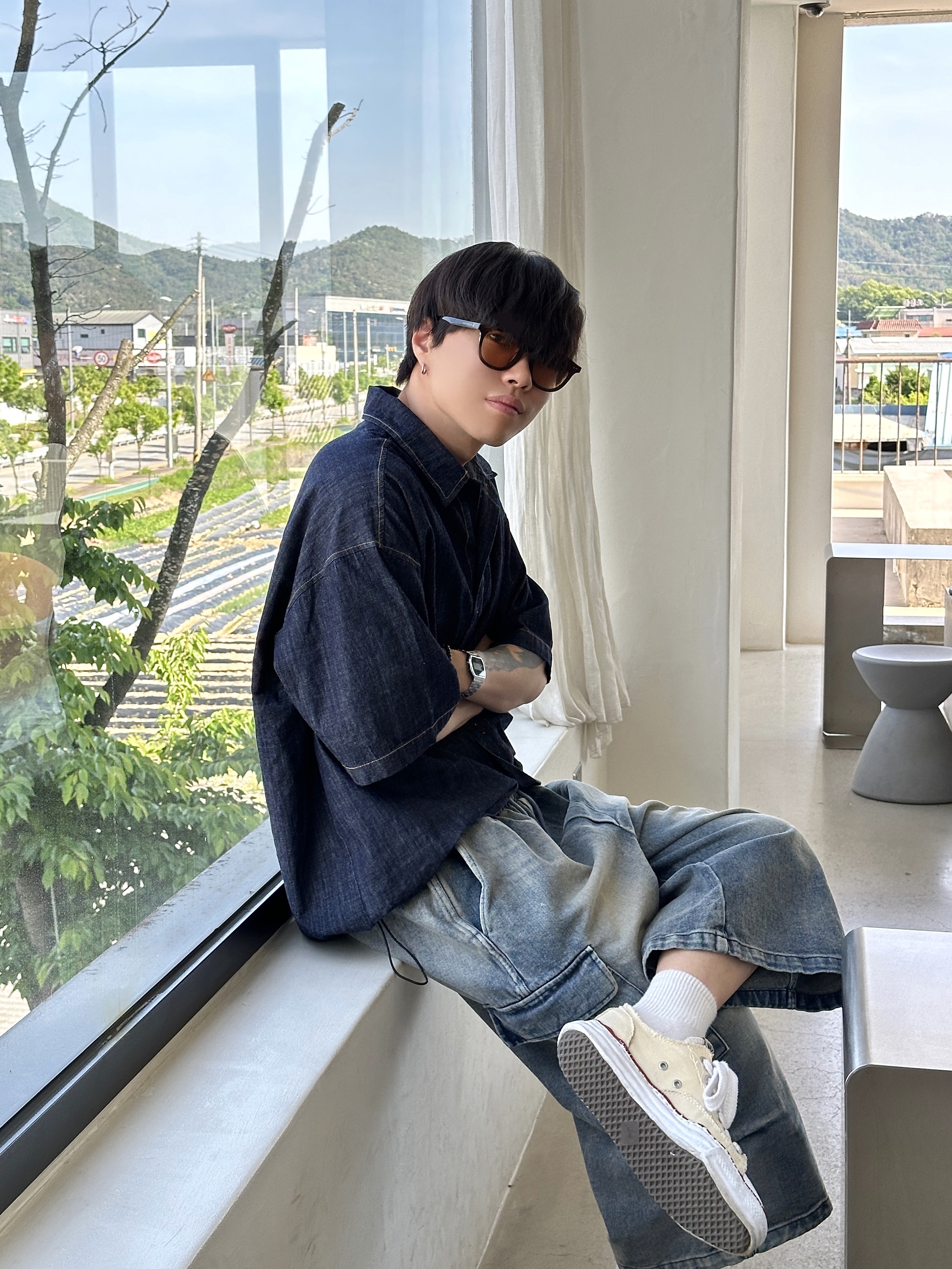 Maison Mihara Yasuhiro Peterson OG Sole Canvas Low-top Sneakers Natural 착용 스타일 - 1