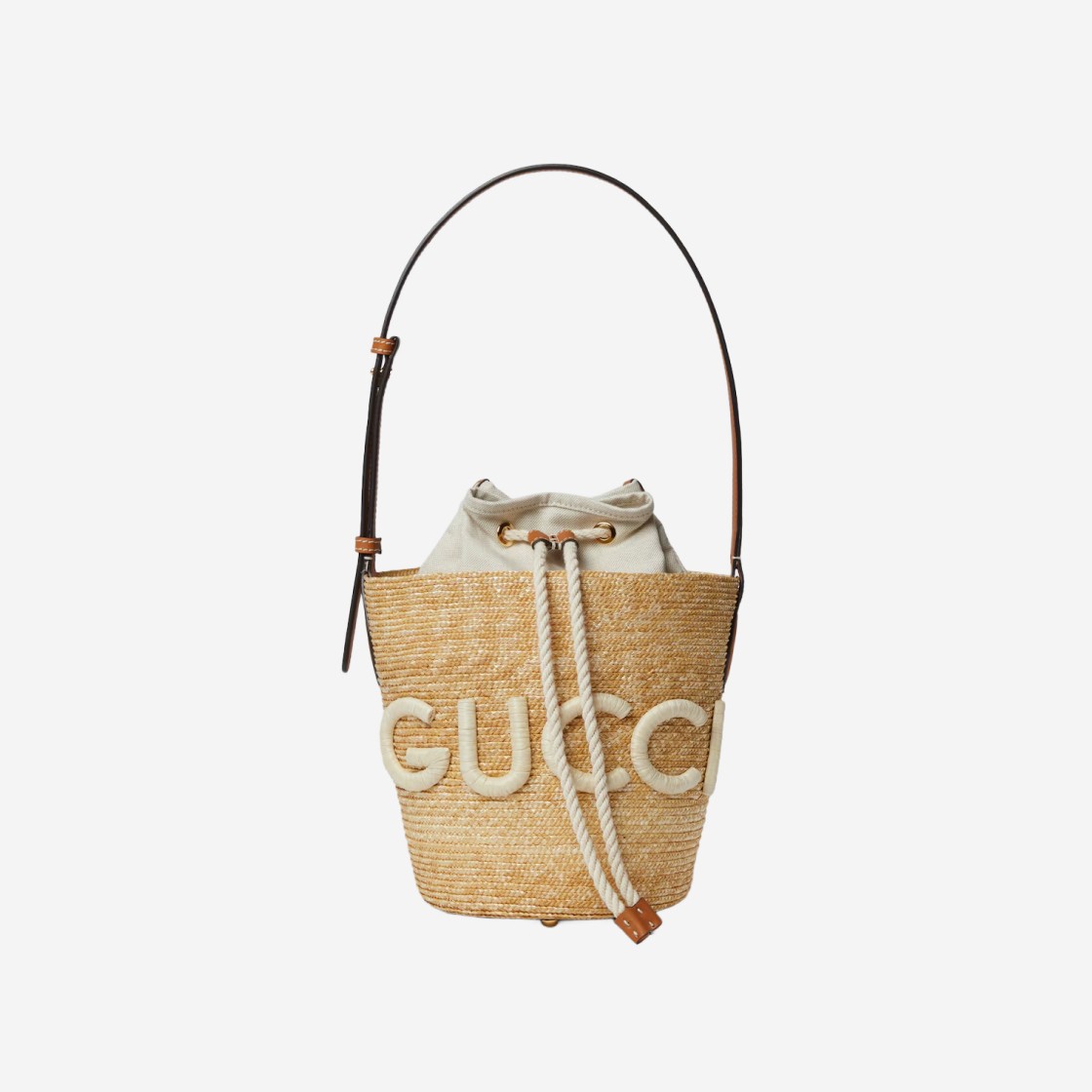 Gucci Small Shoulder Bag with Patch Wheat Straw Natural 상세 이미지 3