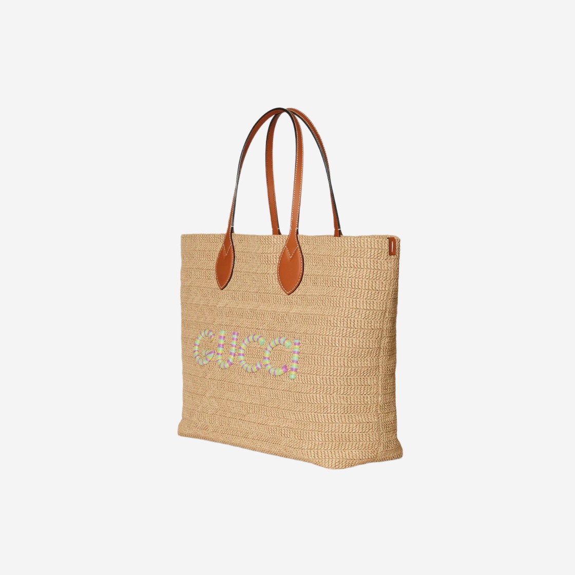 Gucci Medium Tote Bag with Gucci Patch Natural Straw Effect Raffia Viscose 상세 이미지 2