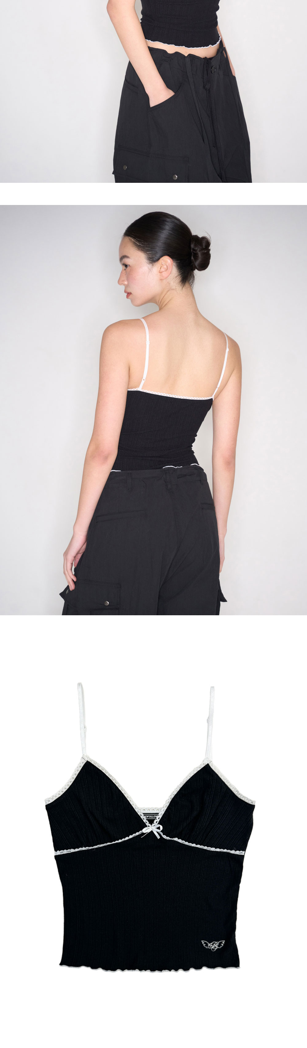 Pleasenofollow Daniel Ribbon Sleeveless Top Black 상세 이미지 4