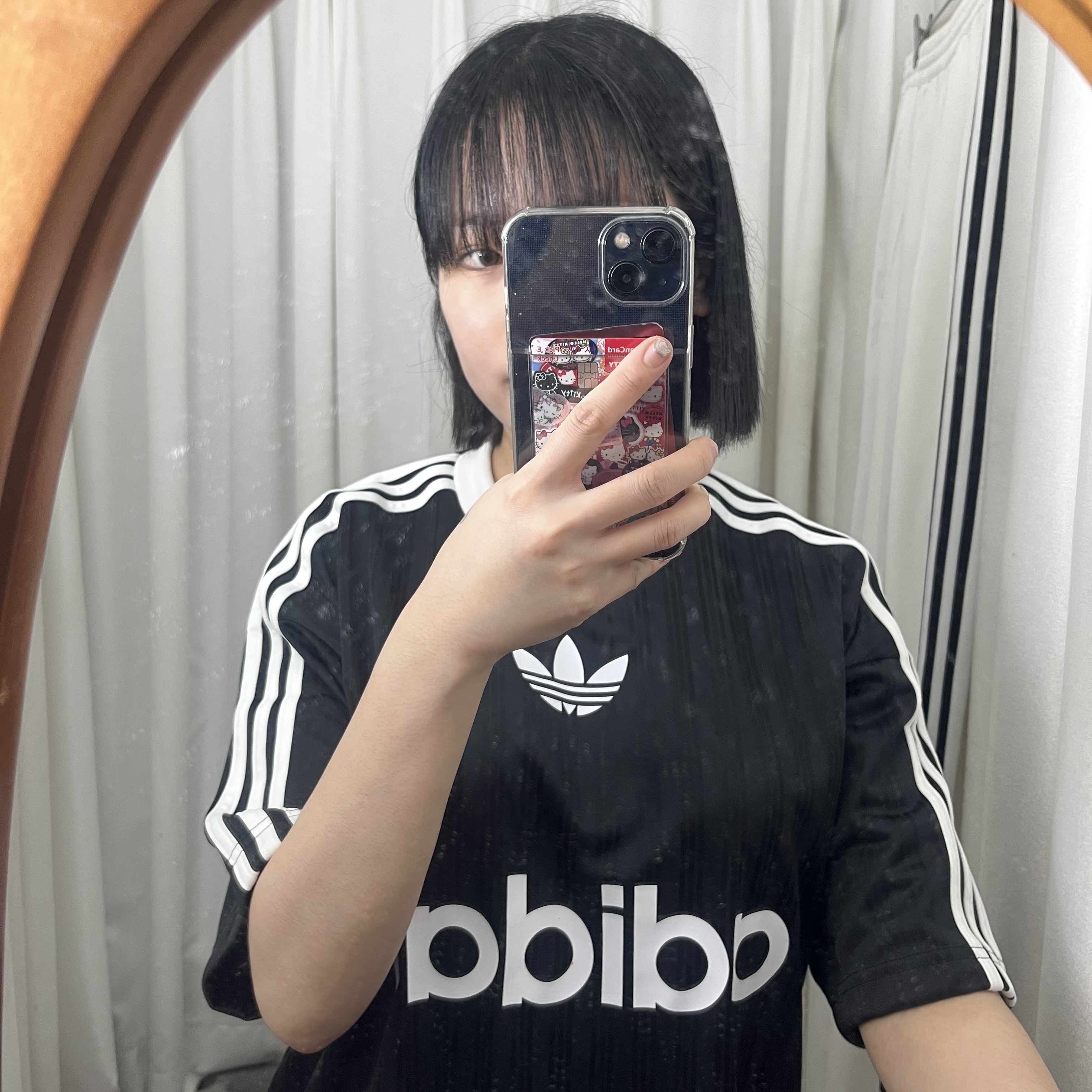 Adidas Adicolor T-Shirt Black White - KR Sizing 착용 스타일