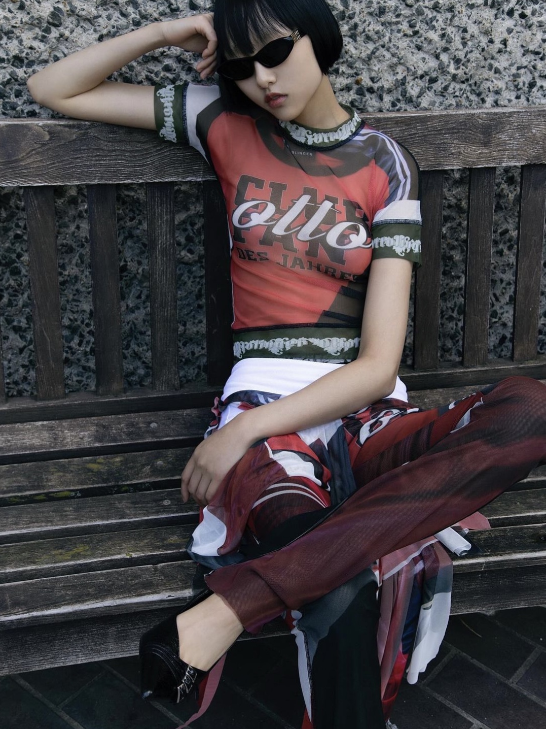 Ottolinger Women Mesh T-Shirt Soccer Print 착용 스타일 - 3