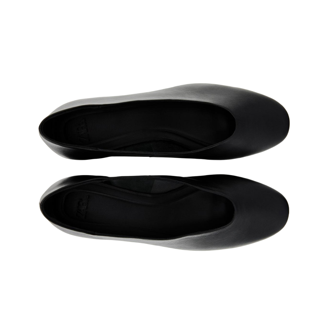 (W) 자라 미니 힐 레더 블랙 발레리나 플랫 슈즈 블랙((W) Zara Mini Hill Leather Black Ballerina Flat Shoes Black) - 2