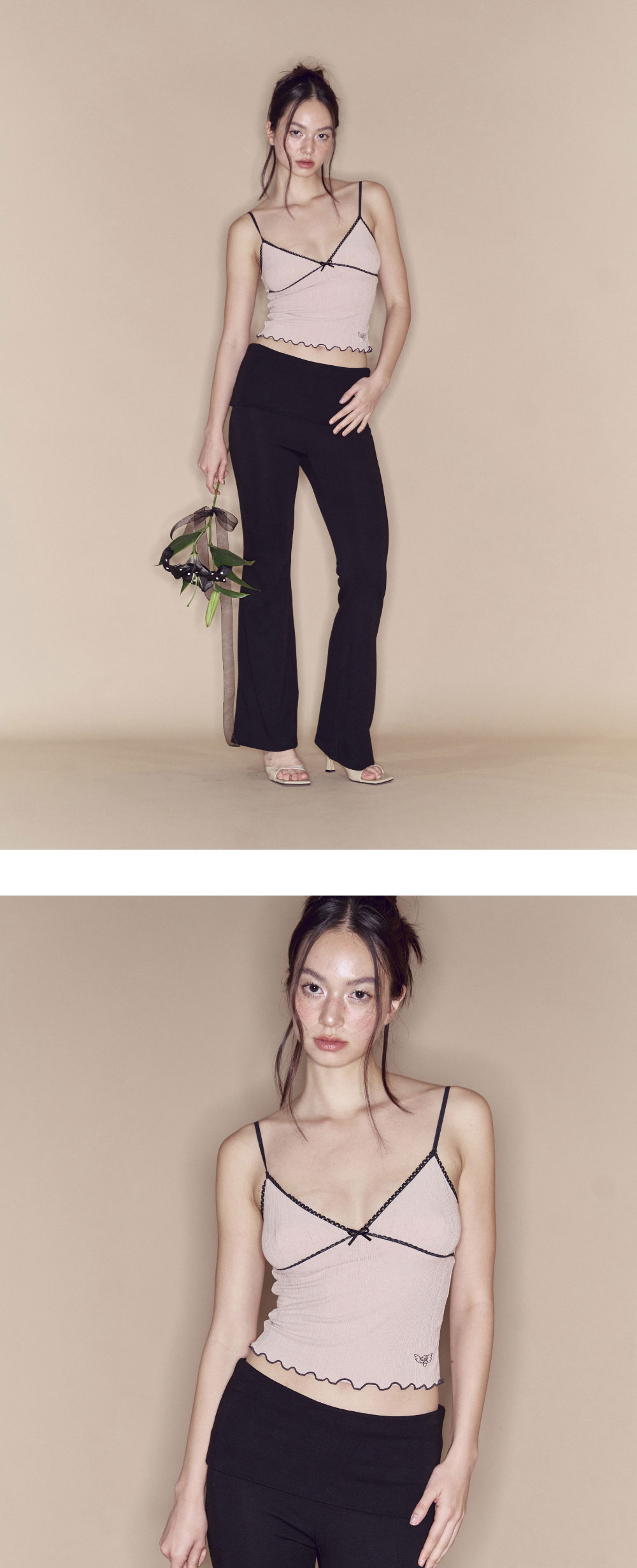 Pleasenofollow Daniel Ribbon Sleeveless Top Beige 상세 이미지 2