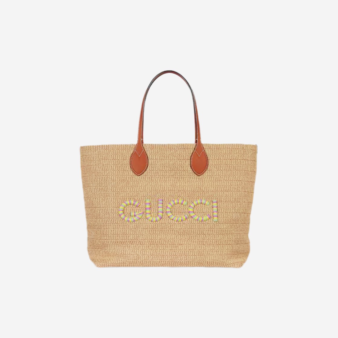 Gucci Medium Tote Bag with Gucci Patch Natural Straw Effect Raffia Viscose 상세 이미지 1