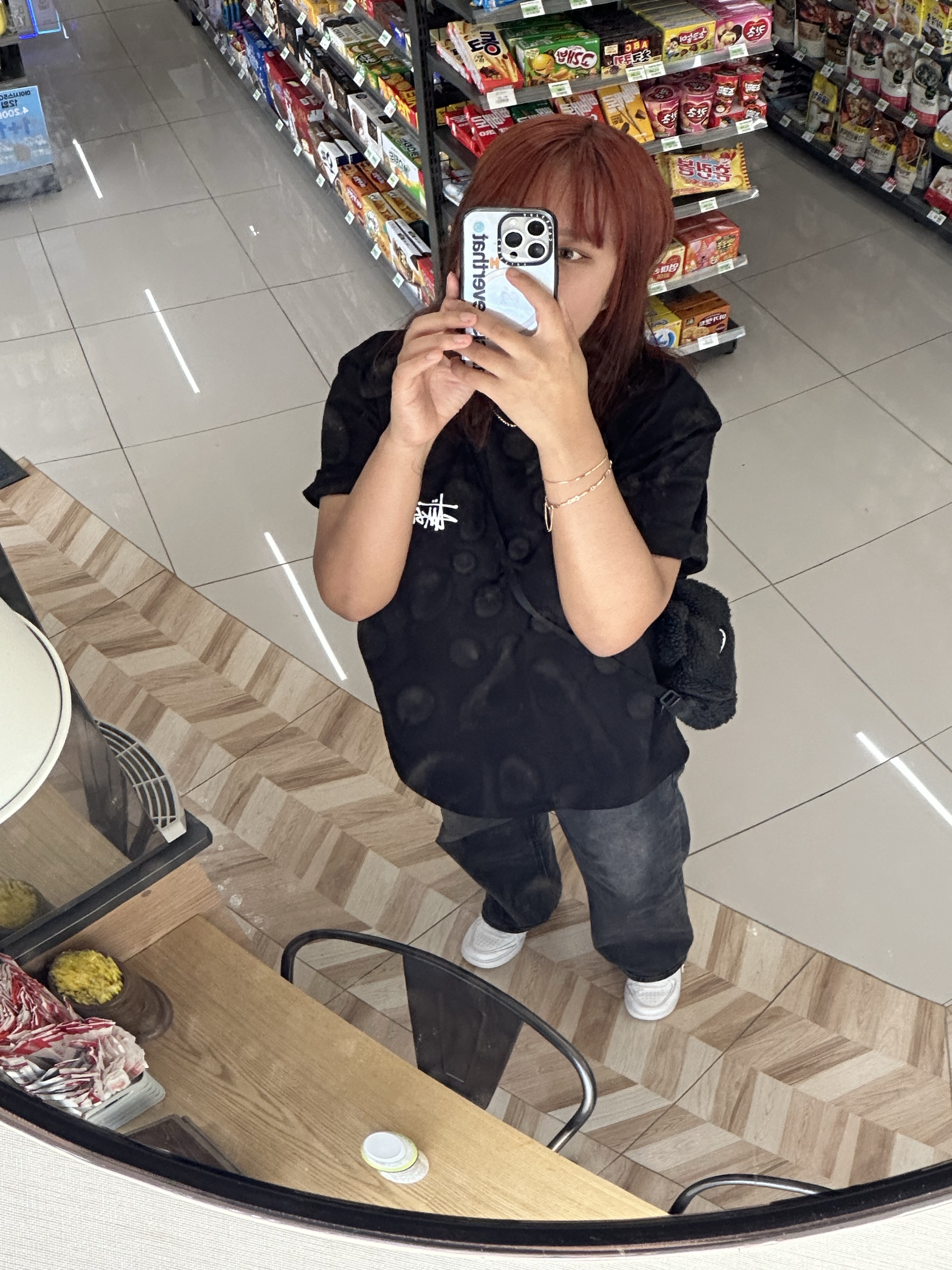 Stussy Basic Stussy T-Shirt Black 2024, 2025, (W) Nike Air Force 1 Shadow Triple White 착용 스타일