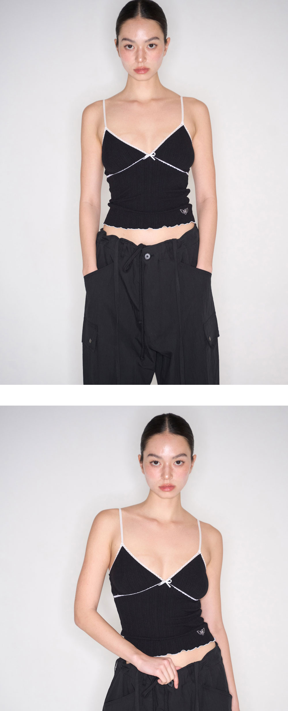 Pleasenofollow Daniel Ribbon Sleeveless Top Black 상세 이미지 2