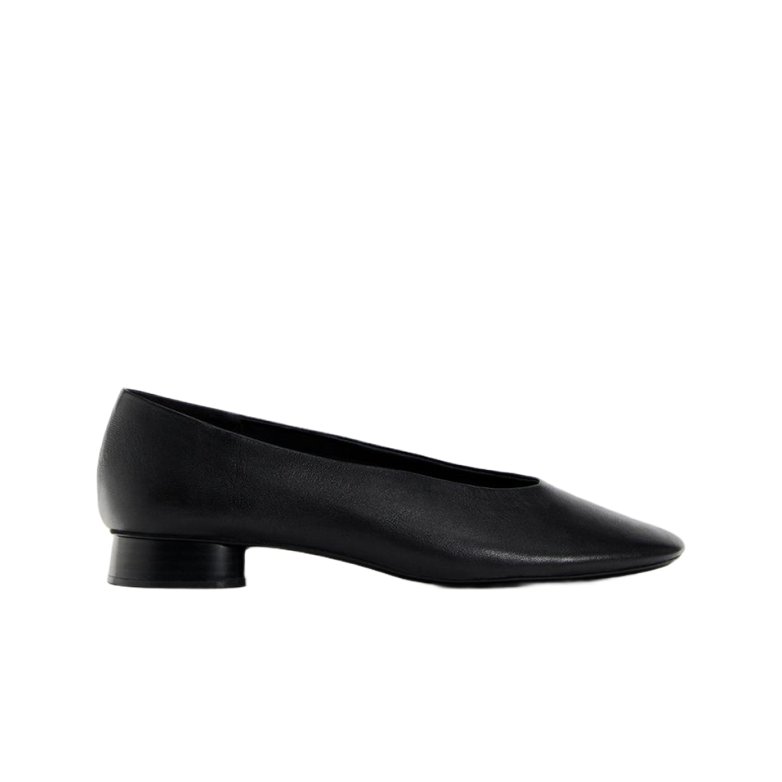 (W) 자라 미니 힐 레더 블랙 발레리나 플랫 슈즈 블랙((W) Zara Mini Hill Leather Black Ballerina Flat Shoes Black) - 1