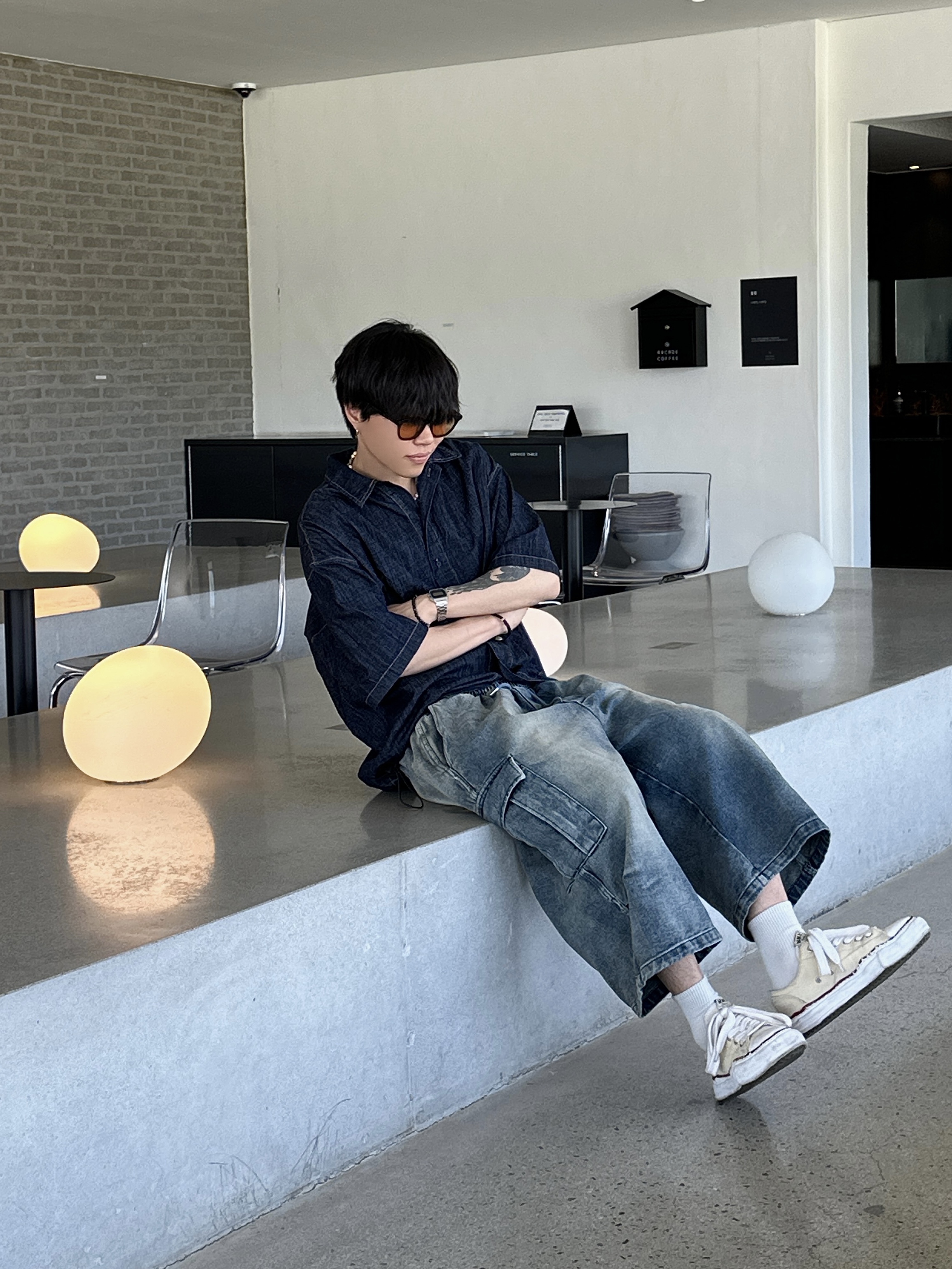 Maison Mihara Yasuhiro Peterson OG Sole Canvas Low-top Sneakers Natural 착용 스타일 - 5