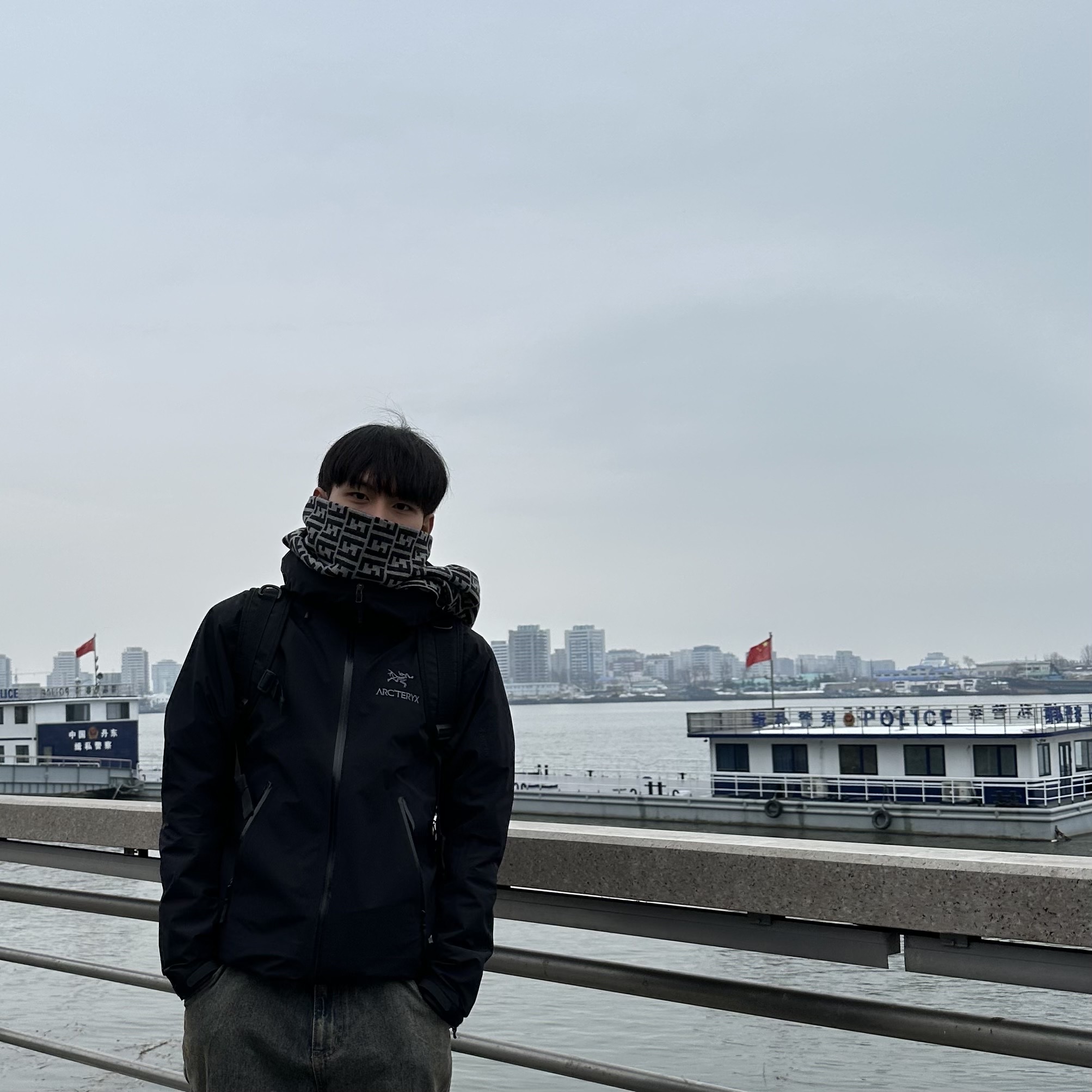 Arc'teryx Beta LT Jacket Black, Fendi Wool Scarf Brown 착용 스타일 - 1