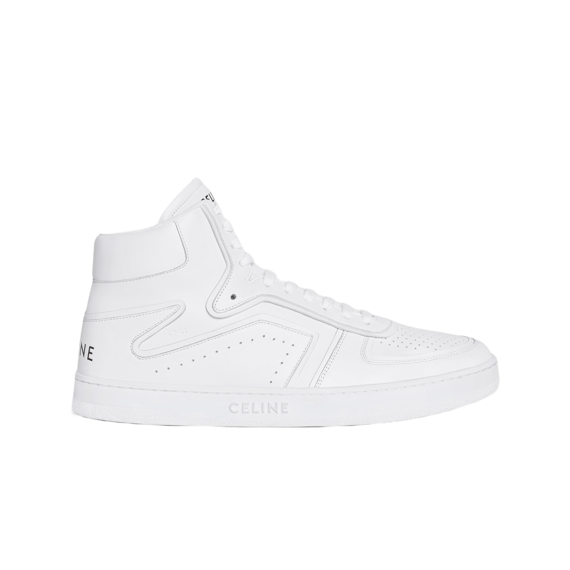 Celine CT-01 Z Trainer High Top Sneakers in Calfskin Optic White 상세 이미지 1