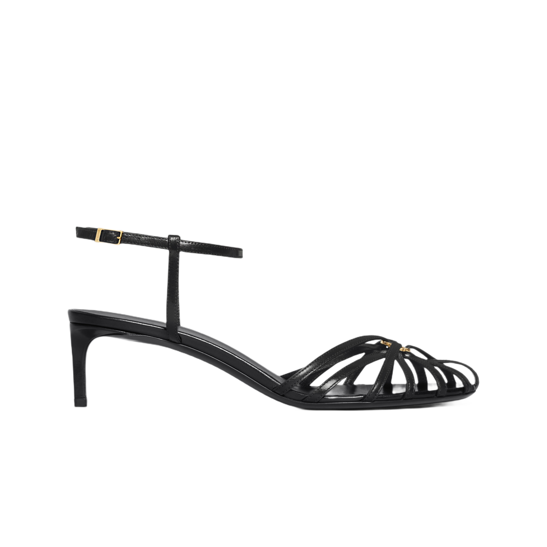 (W) Celine Triomphe Sandal in Lambskin Black 상세 이미지 1