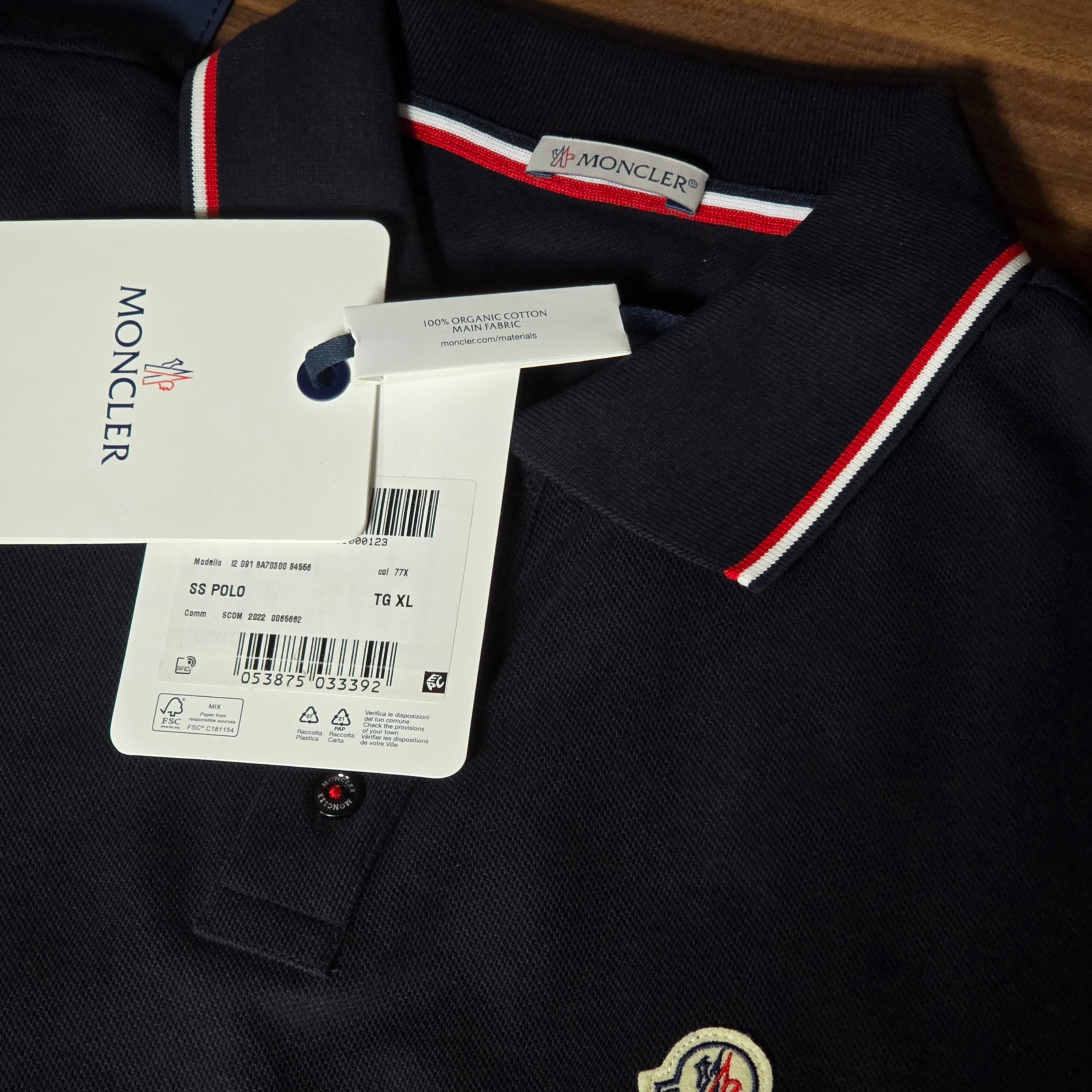 Moncler Logo Polo Shirt Navy Blue - 23FW 착용 스타일