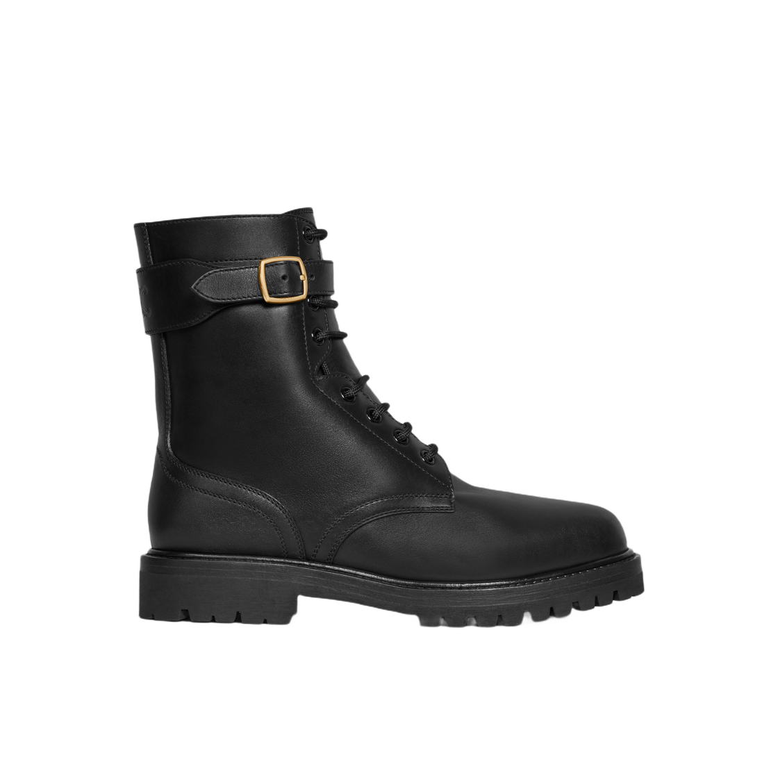 (W) Celine Kurt Lace-Up Mid Boot in Calfskin Vegetal Tanning Black 상세 이미지 1