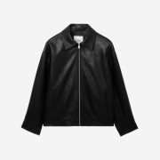 (W) COS Oversized Collared Leather Jacket Black