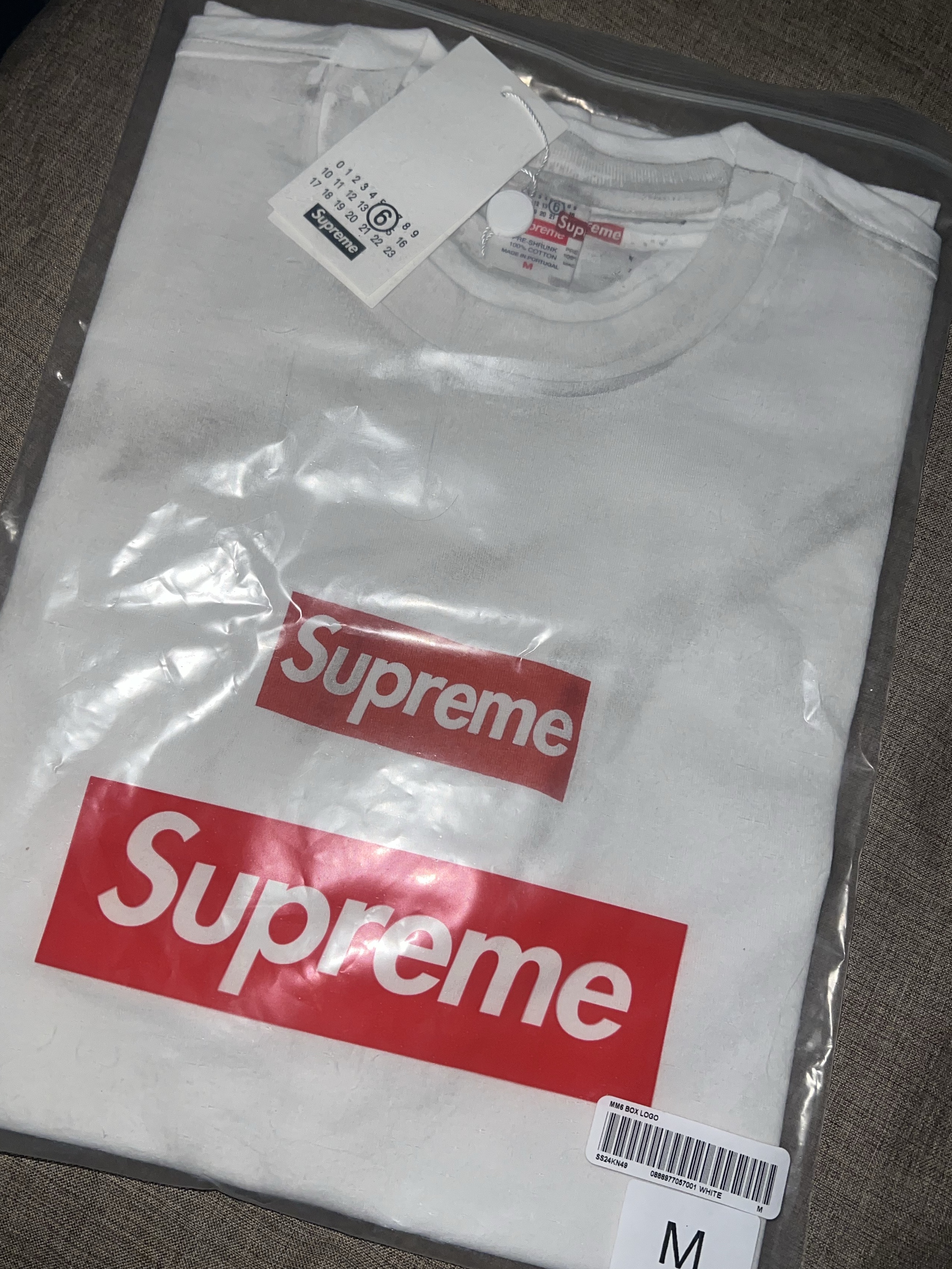Supreme x MM6 Maison Margiela Box Logo T-Shirt White - 24SS 착용 스타일 - 3